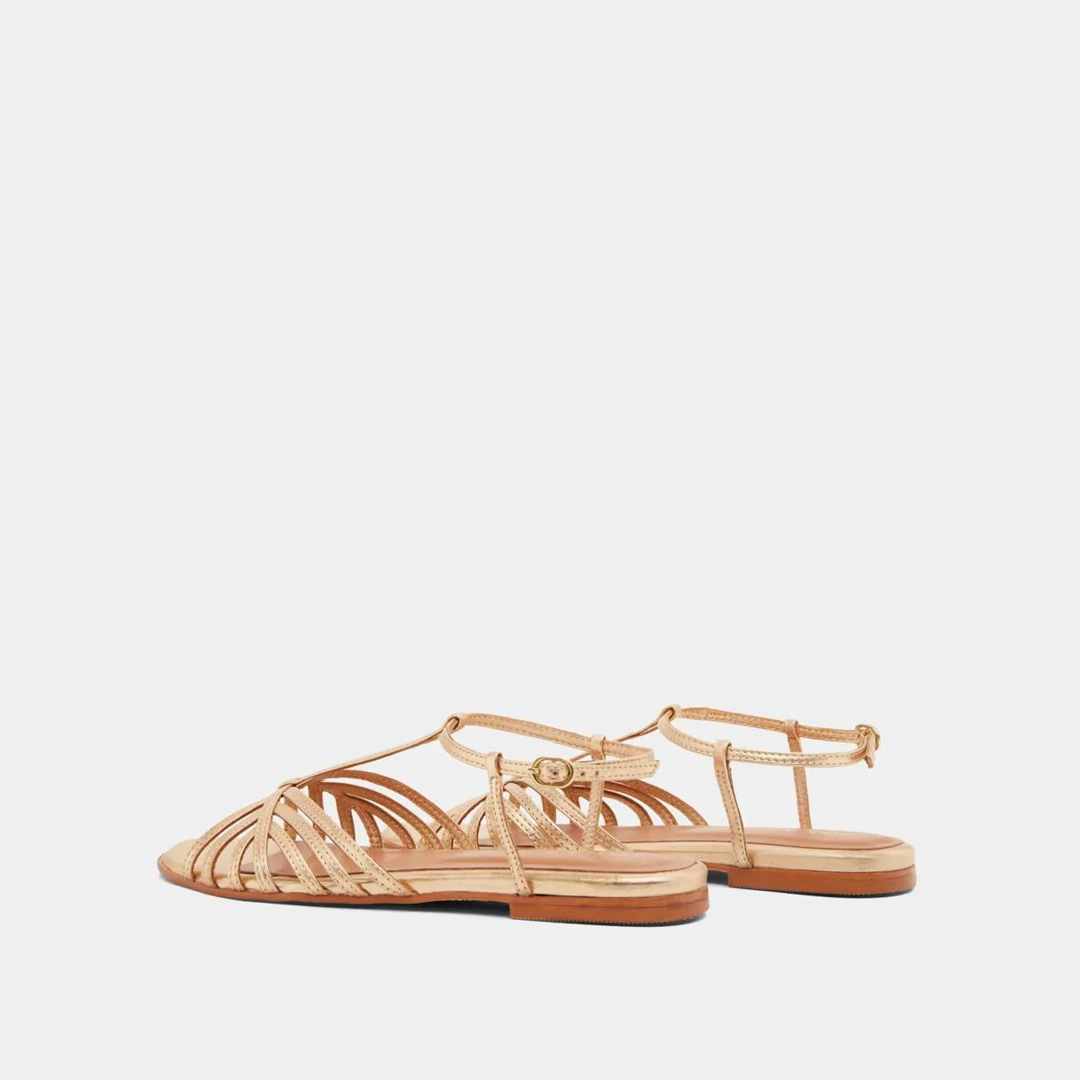 Jonak | Plagettes Wallonie Flat Sandals - Metallic Gold Leather Or - Image 6