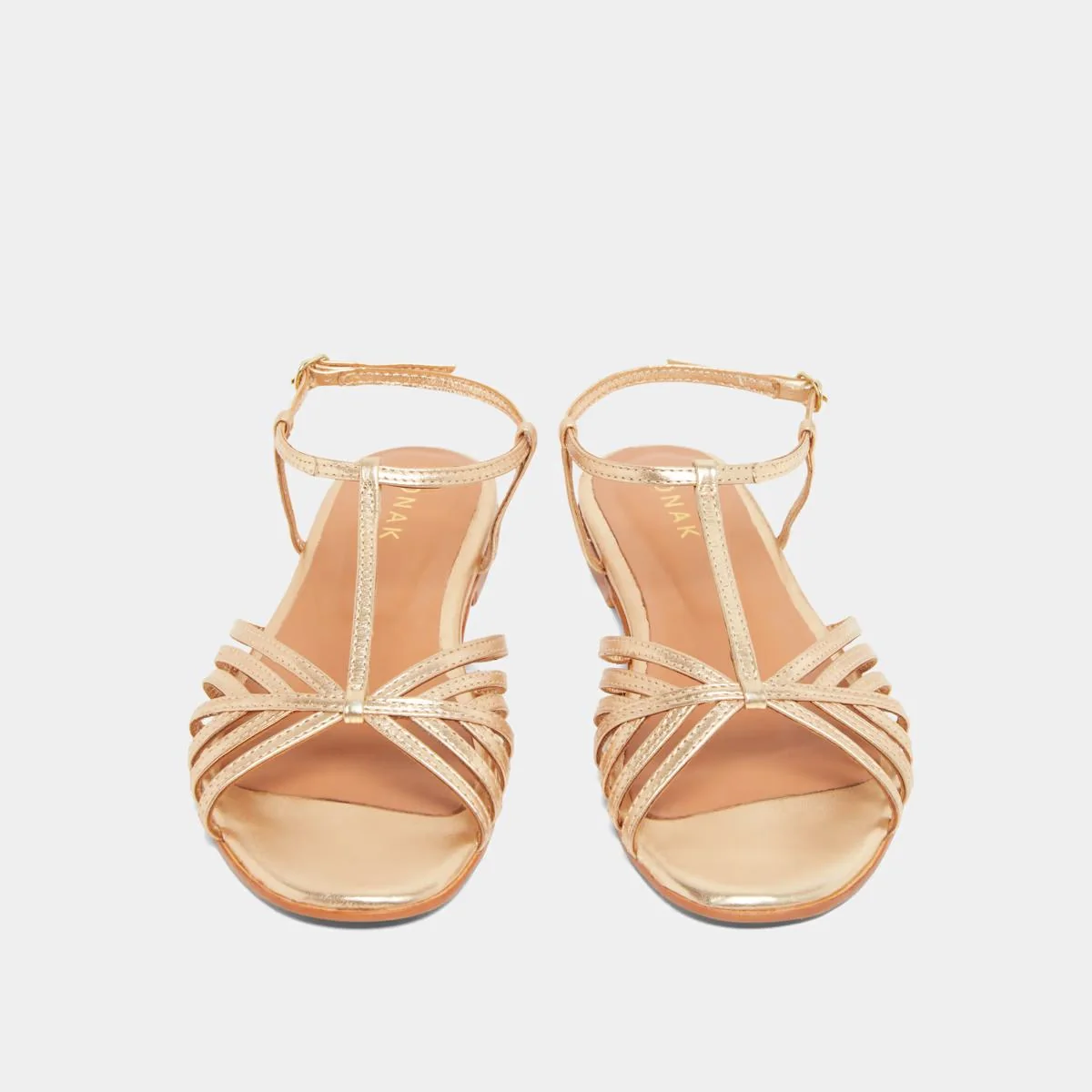 Jonak | Plagettes Wallonie Flat Sandals - Metallic Gold Leather Or - Image 7