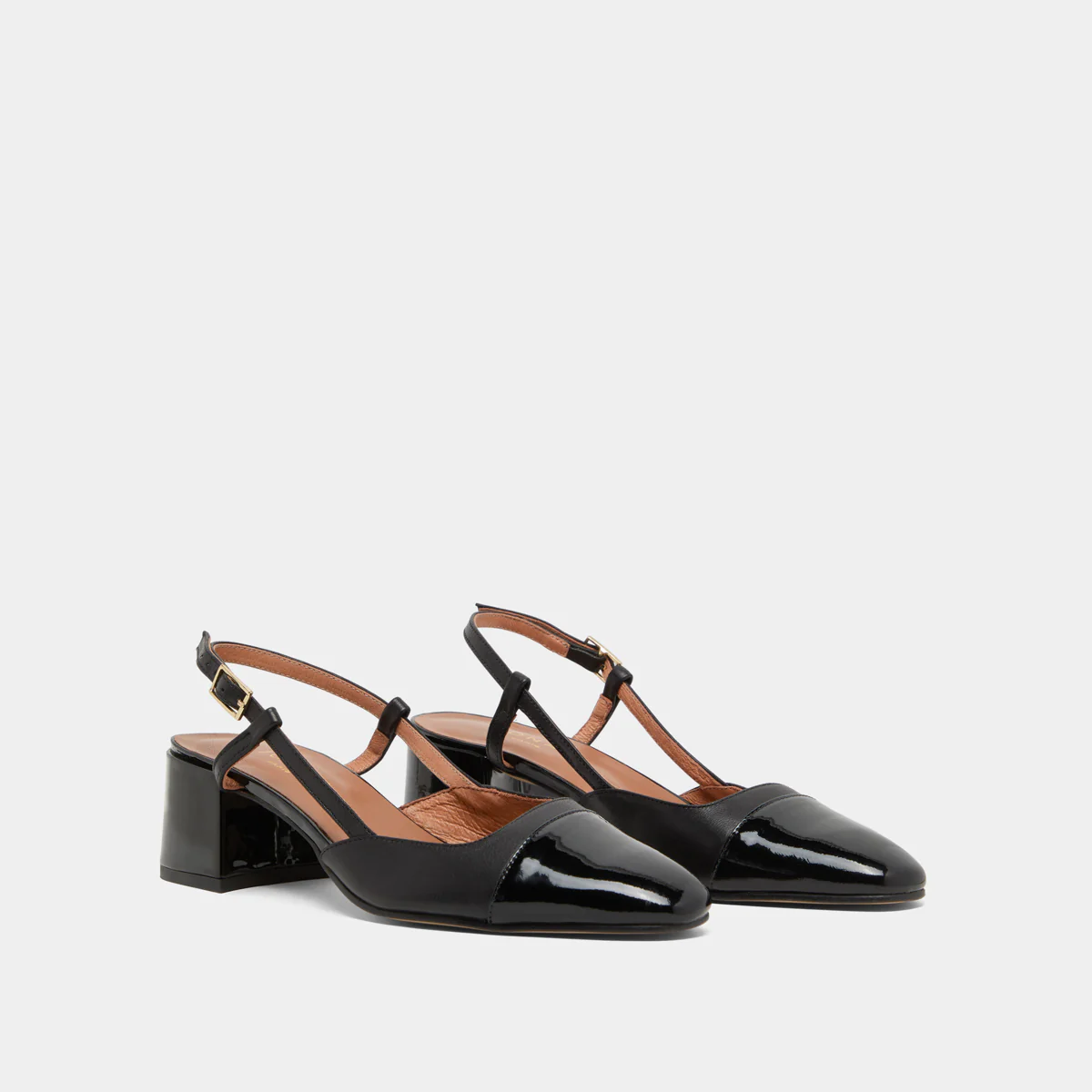 Jonak | Dhapopy Open Strap Heels - Black Patent & Calfskin Noir-Noir - Image 13