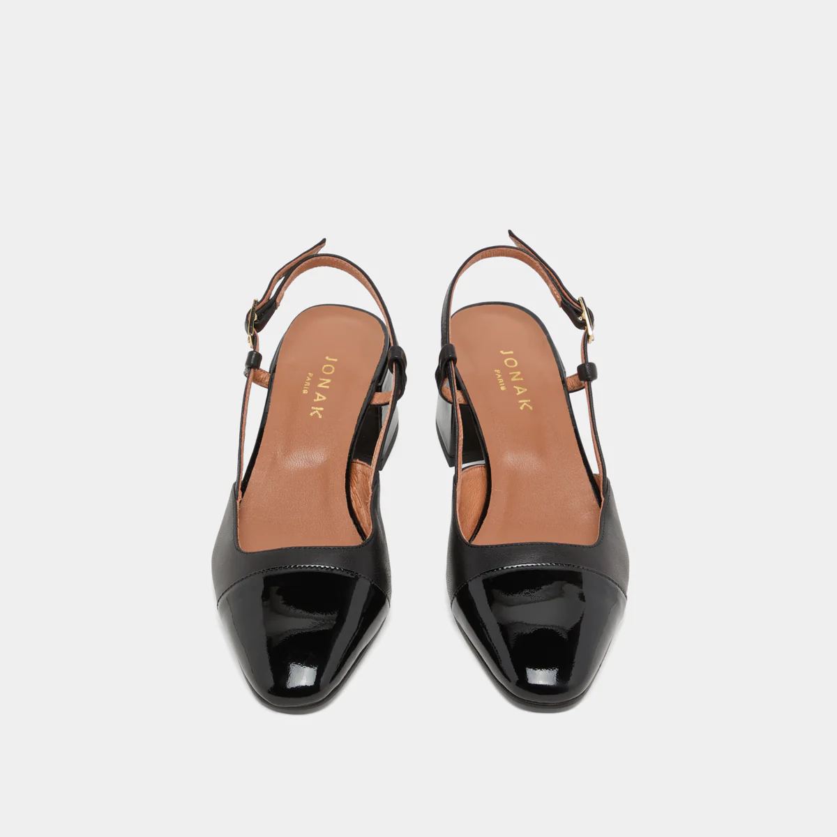 Jonak | Dhapopy Open Strap Heels - Black Patent & Calfskin Noir-Noir - Image 17