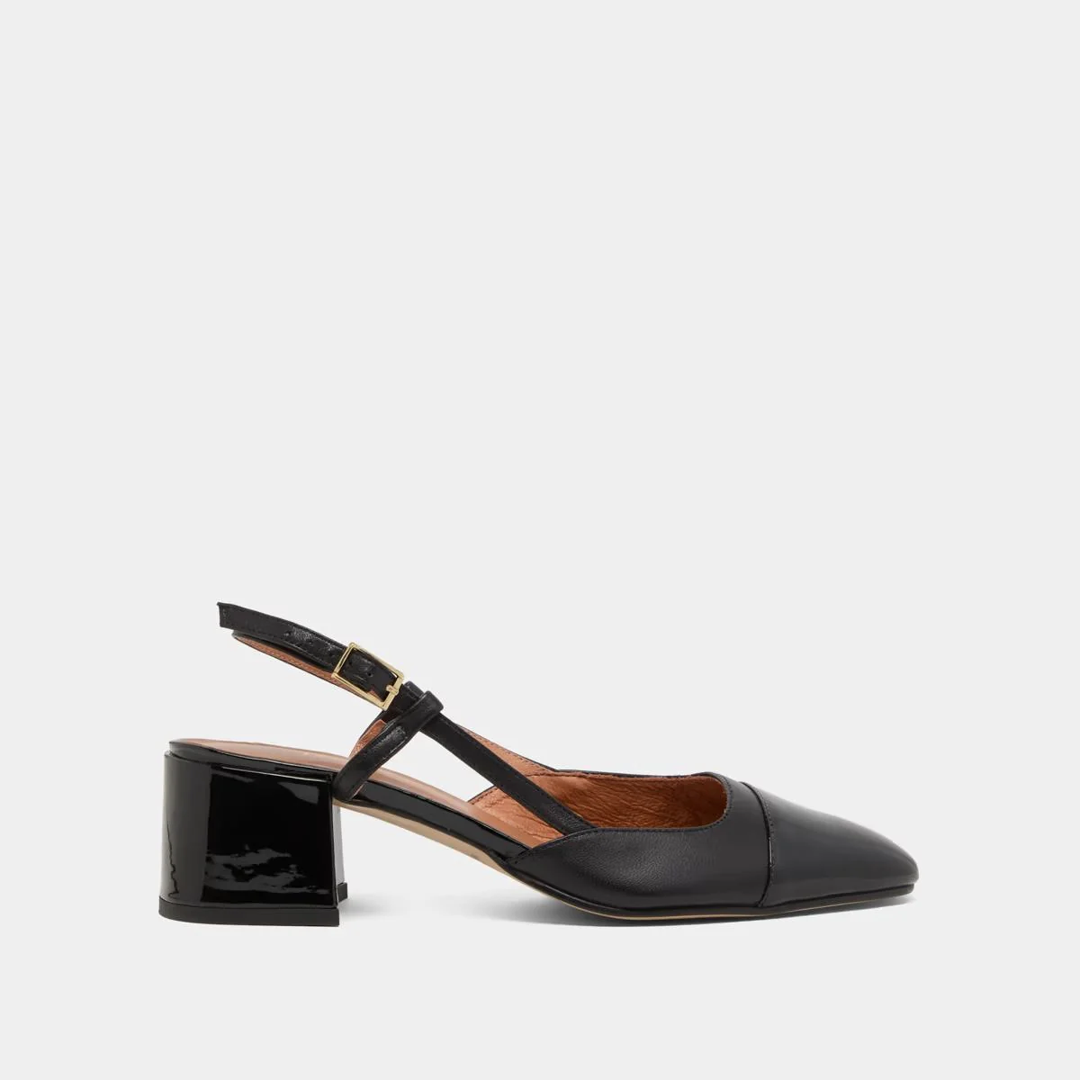 Jonak | Dhapopy Open Strap Heels - Black Patent & Calfskin Noir-Noir - Image 2