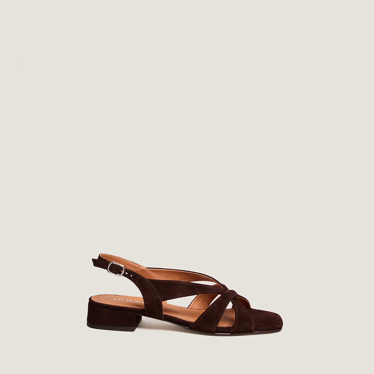 Jonak | Alphonse Velvet Low-Heel Sandal - Brown