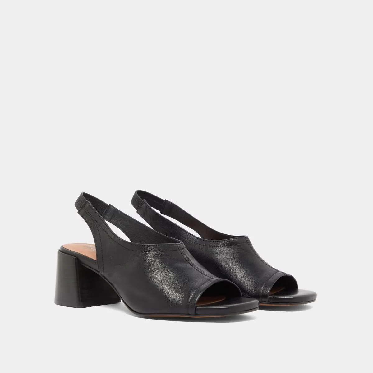 Jonak | Brownie Leather Stacked-Heel Slingback Sandals - Black - Image 4