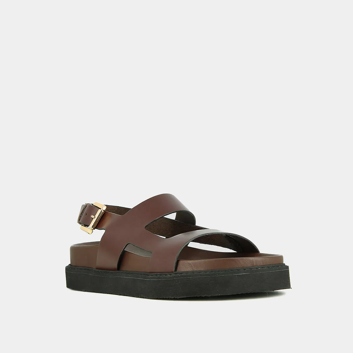 Jonak | Lagune Sandals in Dark Brown Glacé Leather Marron-Fonce - Image 2