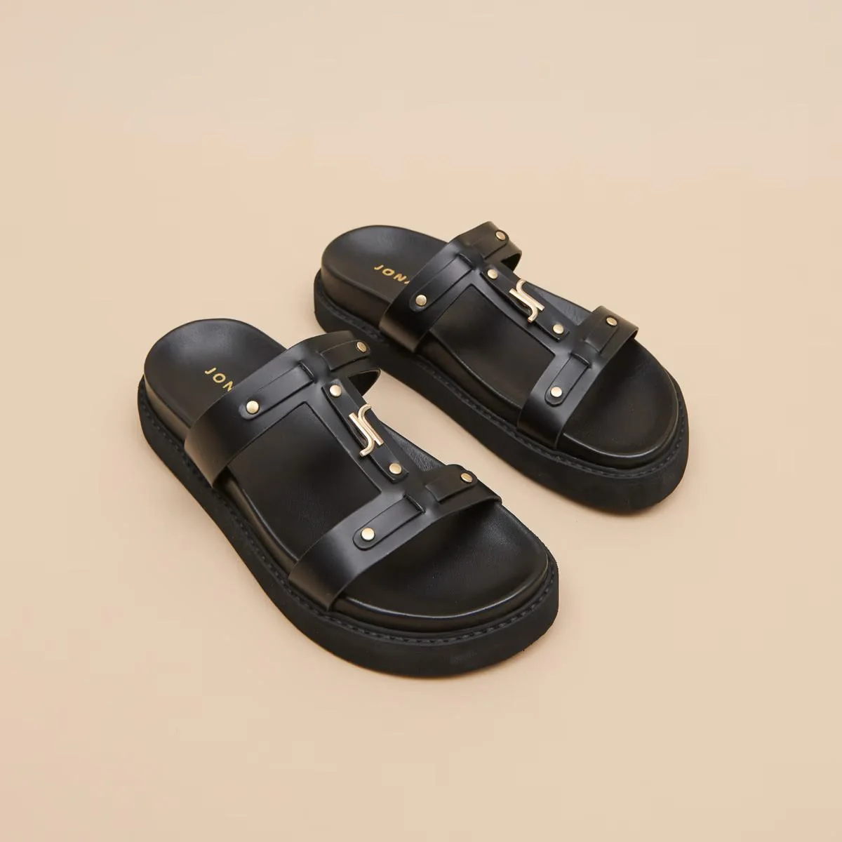 Jonak | Luana Glazed Leather Platform Sandal - Black - Image 5