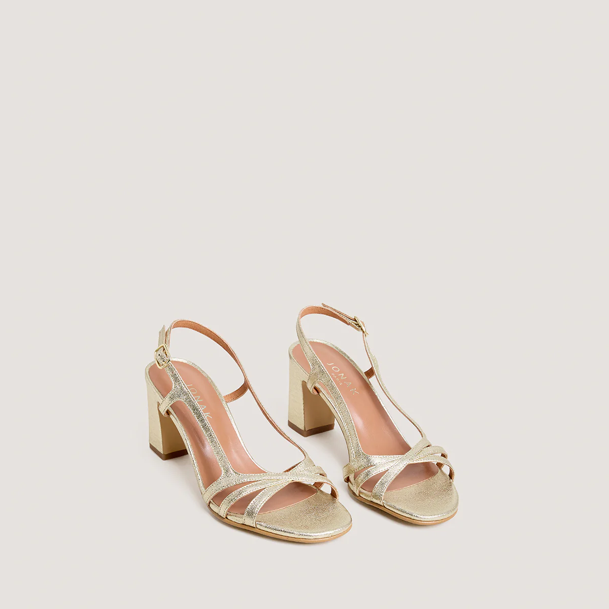Jonak | Vaiana Metallic Strappy Heeled Sandals - Platinum Platine - Image 3