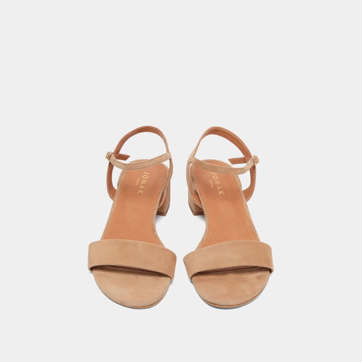 Jonak | Via Bis Velours Sandals - Square Heel in Camel - Image 7