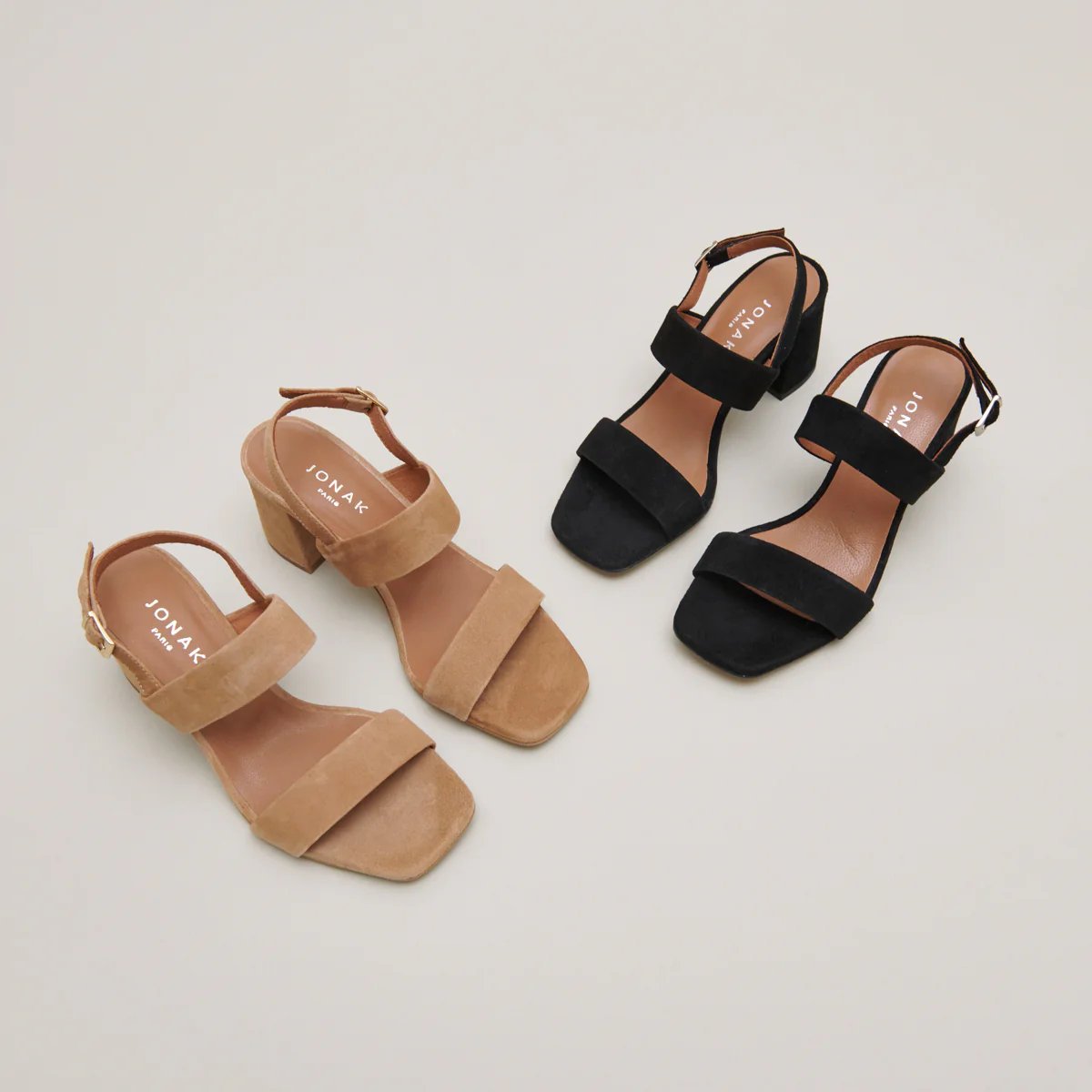 Jonak | Vico Velvet Heeled Sandals in Camel - Image 7