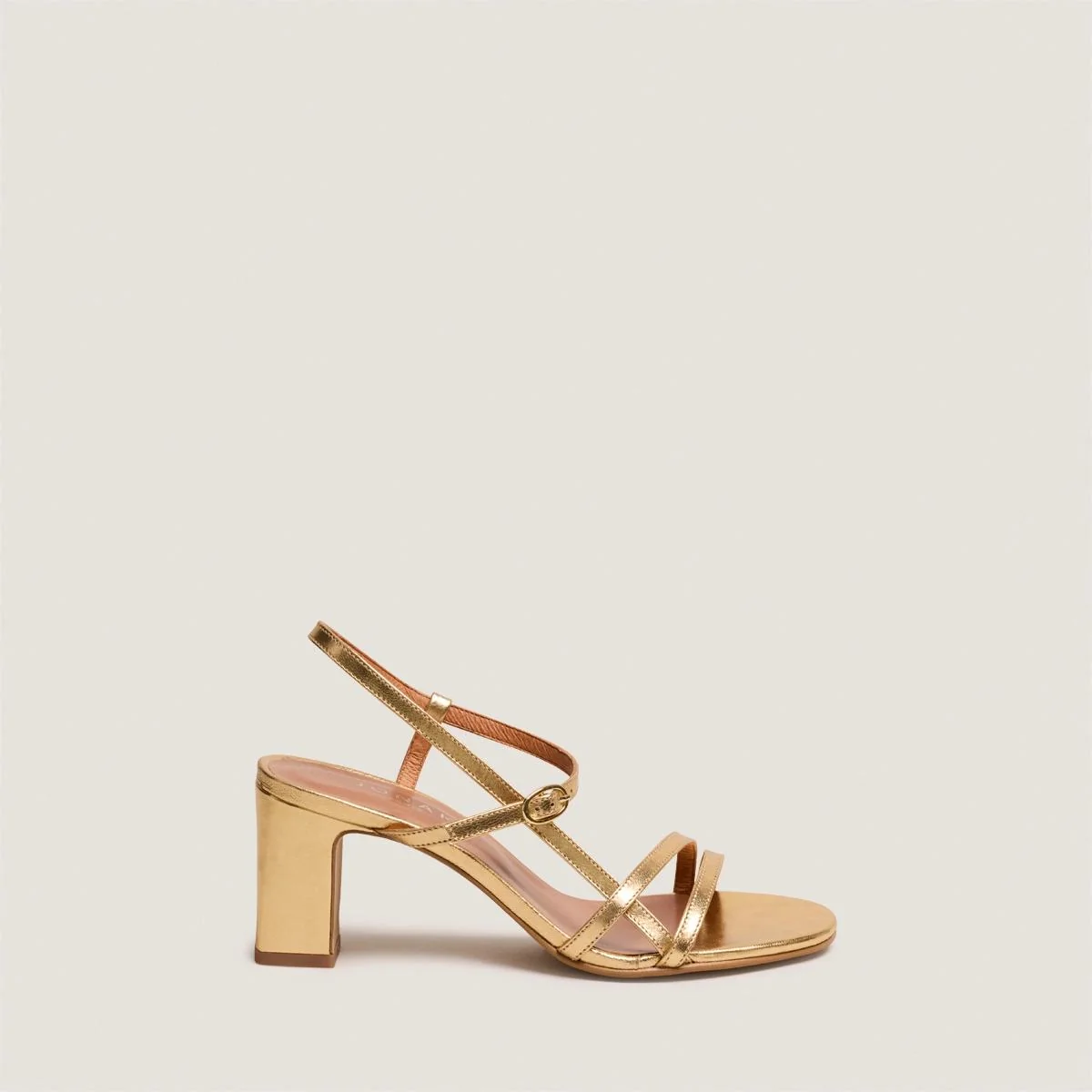 Jonak | Vicomte Metallic Gold Leather Sandals - Block Heel Or - Image 3
