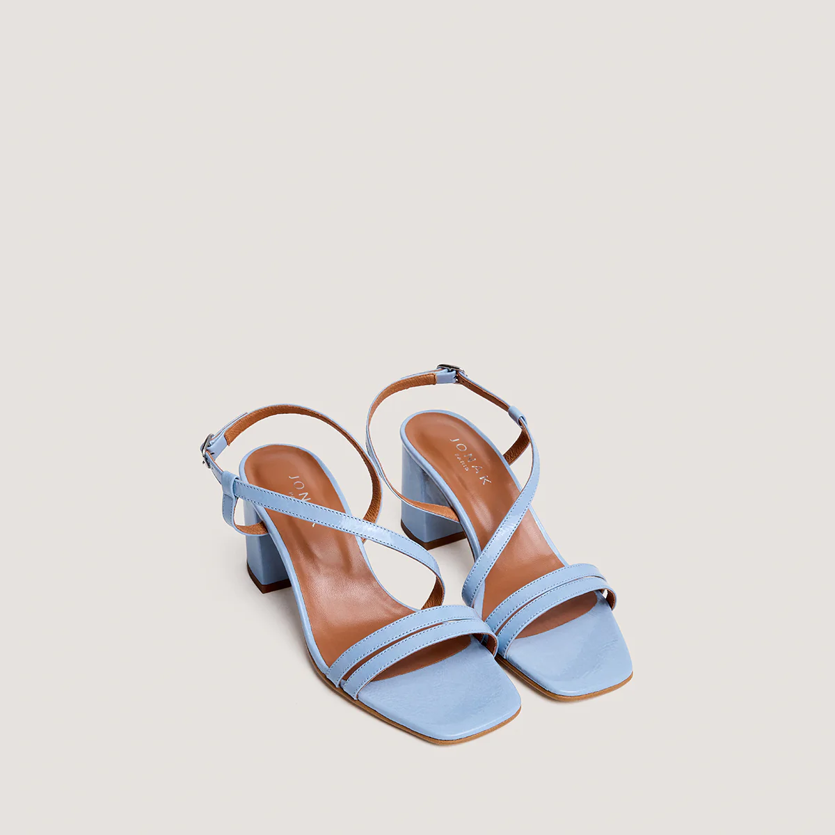 Jonak | Vimy Pleated Patent Leather Sandals - Sky Blue Bleu-Ciel - Image 3