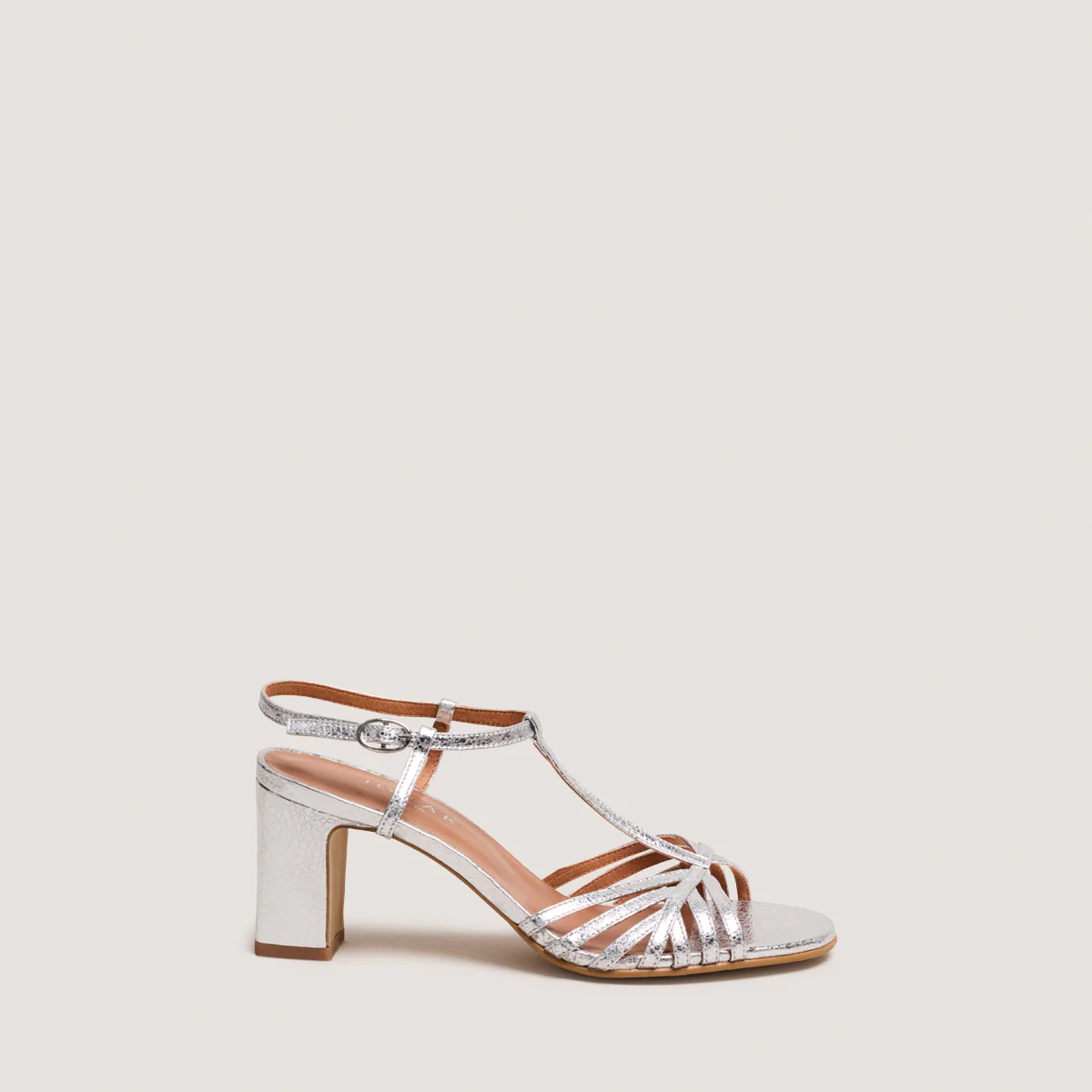 Jonak | Volia Cracked Silver Leather Sandals Argent - Image 2