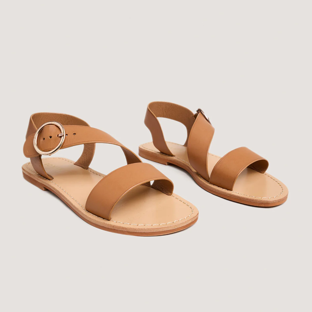 Jonak | Wablo Leather Sandals - Asymmetric Buckle Camel - Image 4