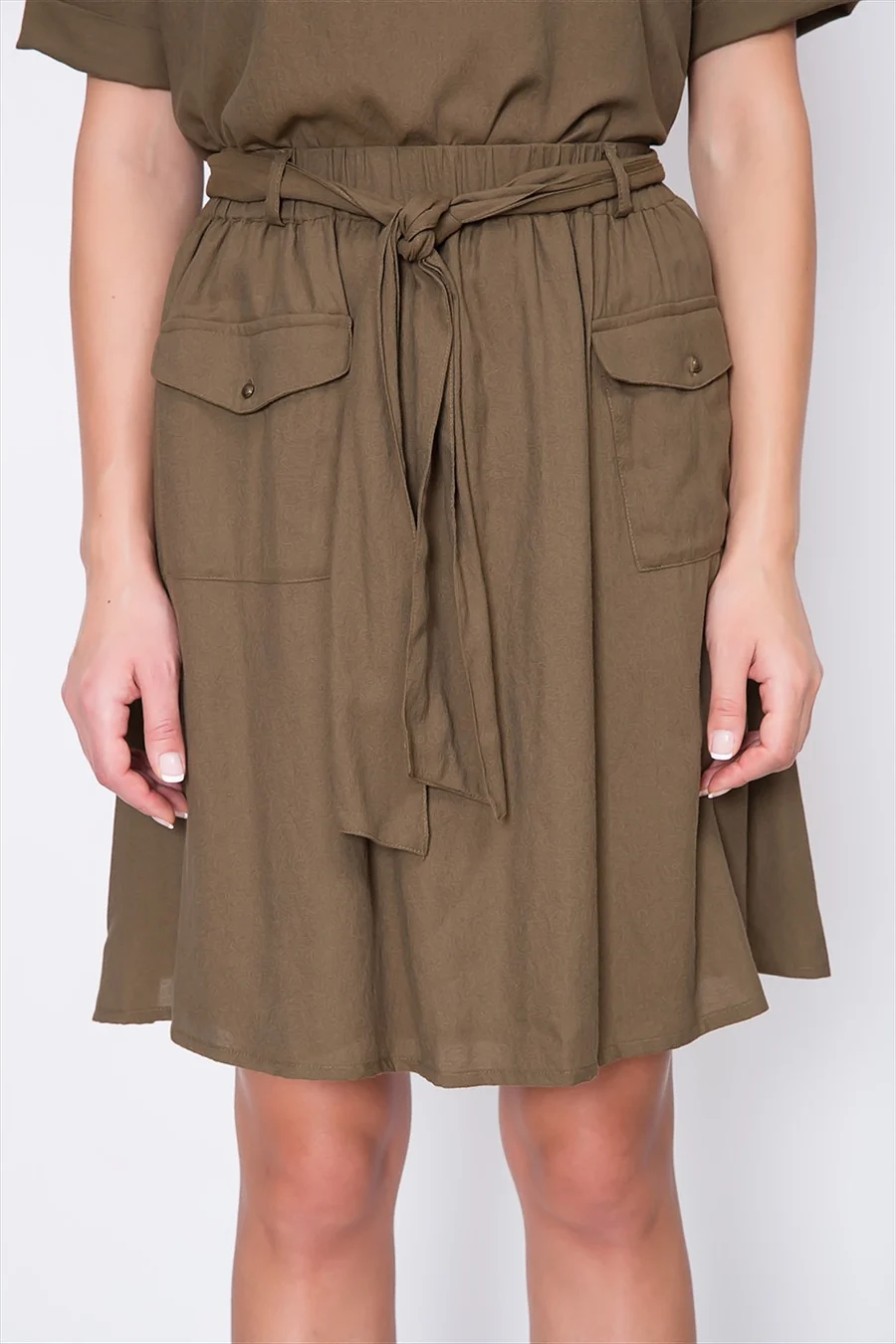 Sessun | Zabriskie Crepe Skirt - Navy with Pockets & Tie Belt - Image 3
