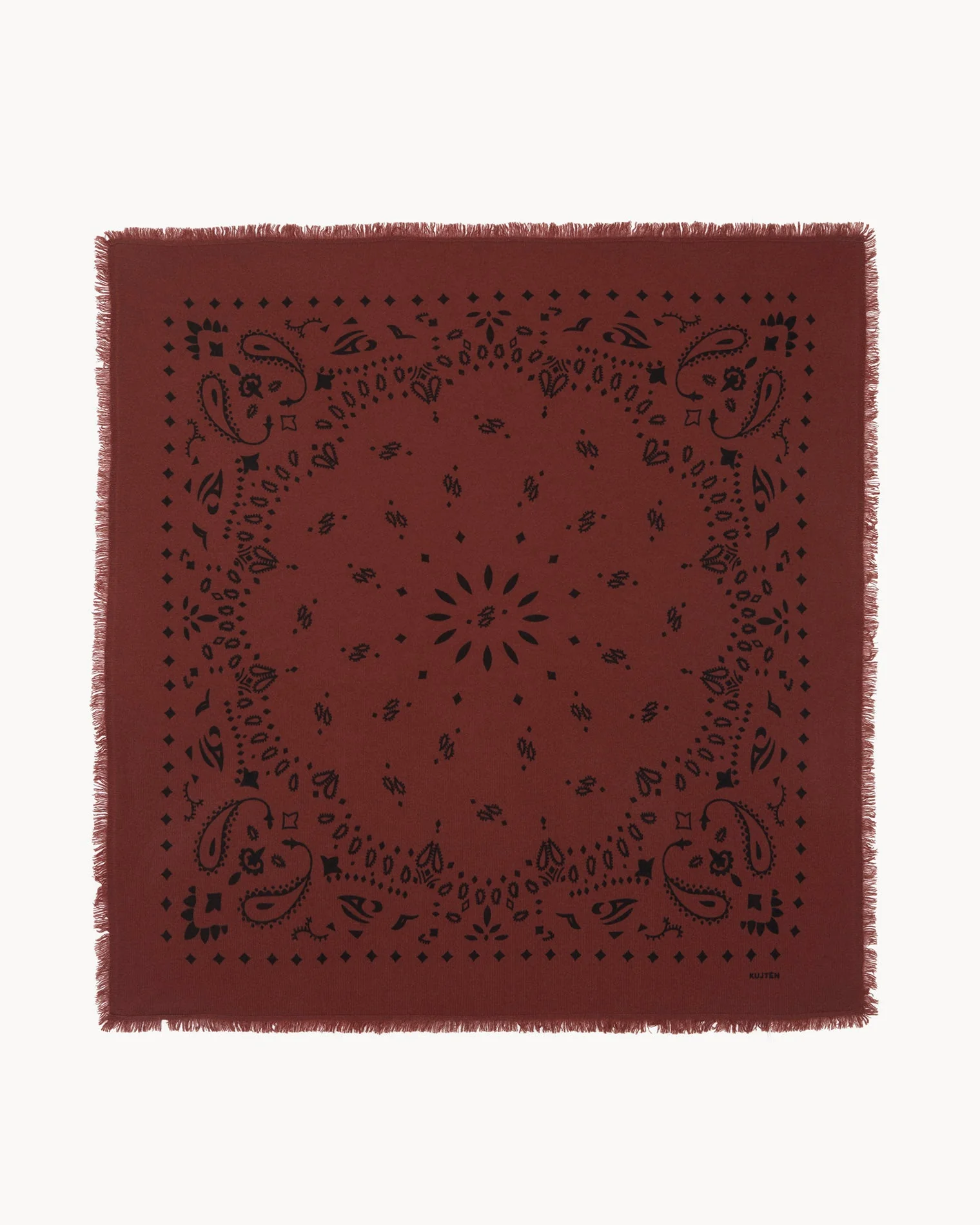 Kujten | Hachiko Large Printed Cashmere Bandana Sienne