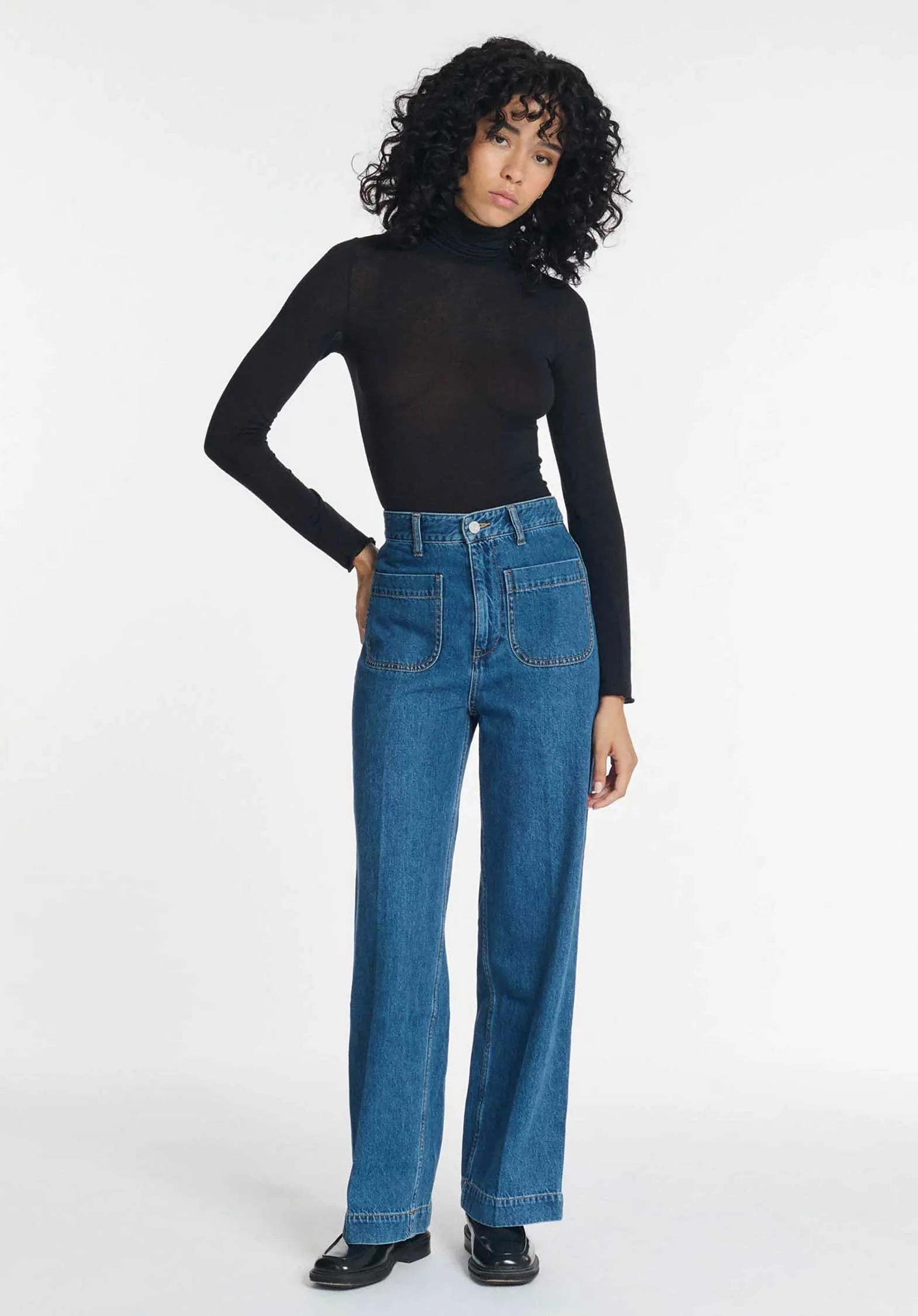 Lab Dip | Samuel High-Rise Wide-Leg Jean - Dark Gray Wash In-31 - Image 2