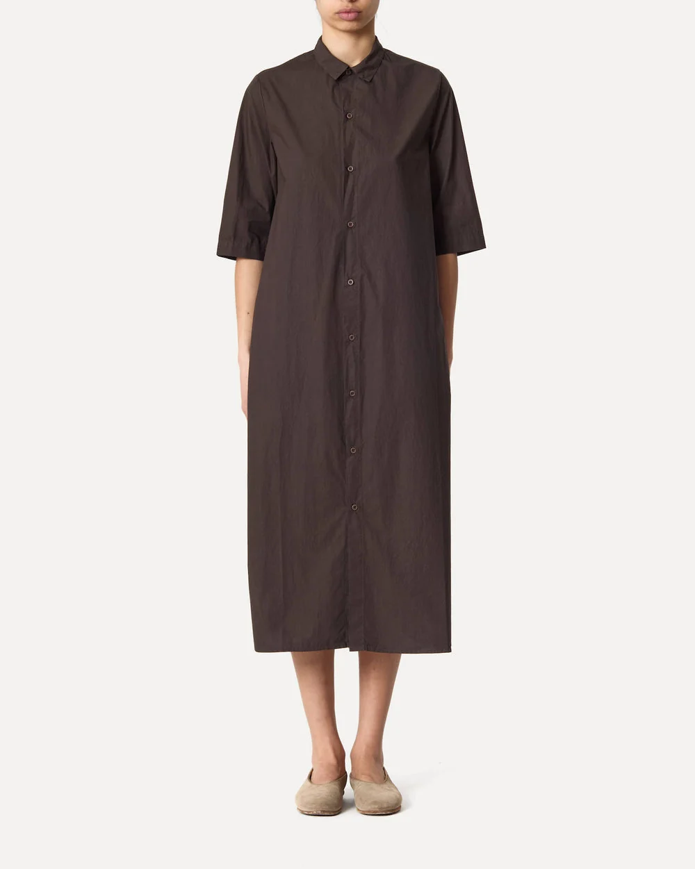 Labo Art | Asymmetric Column Dress - Abito Acca in Marron Maron