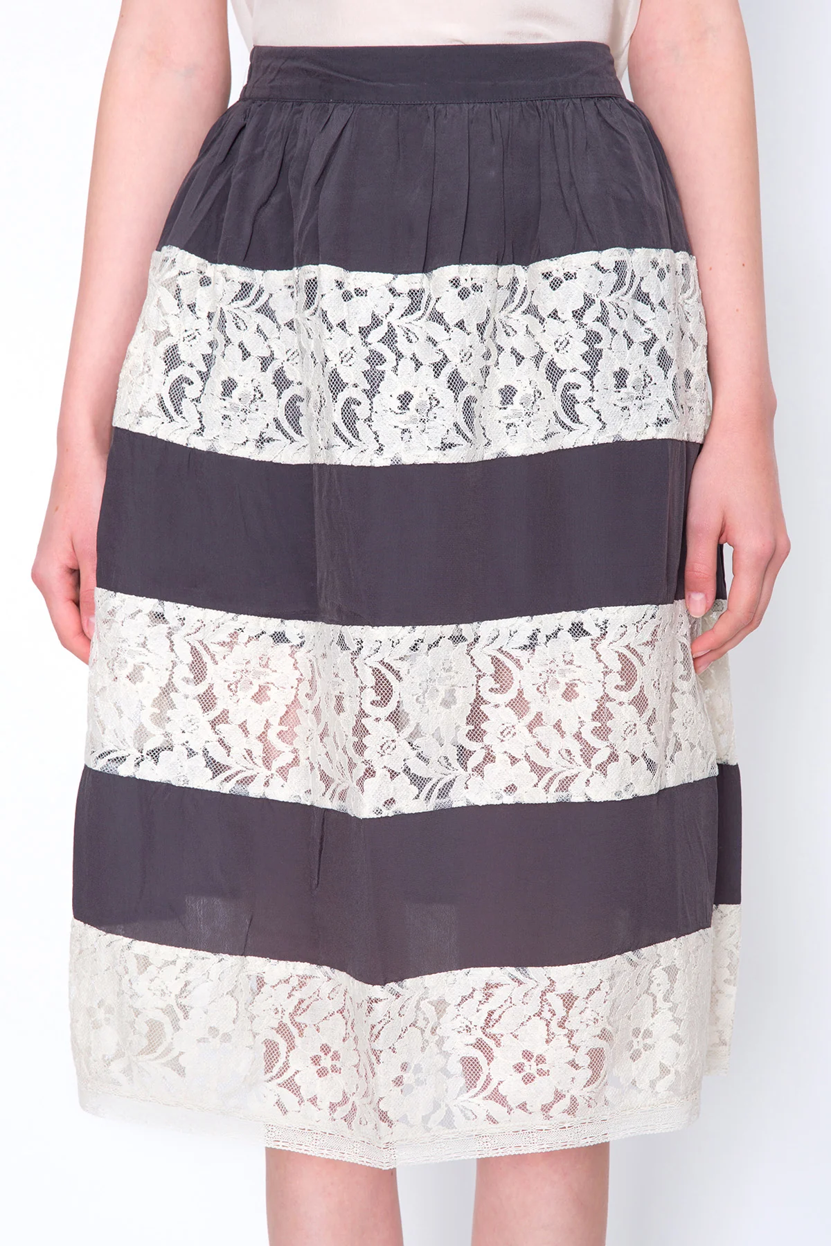 Gat Rimon | Lace Panelled Column Skirt - Orange - Image 3