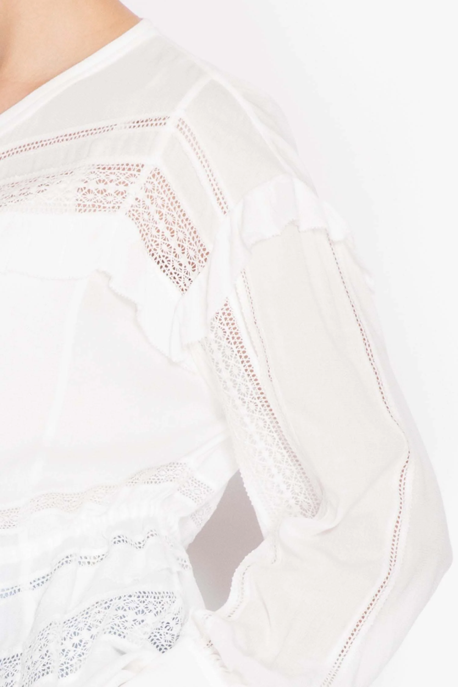 Iro | Keola Laced Long-sleeve Blouse - Inset Lace & Ruffle Detail - Image 3