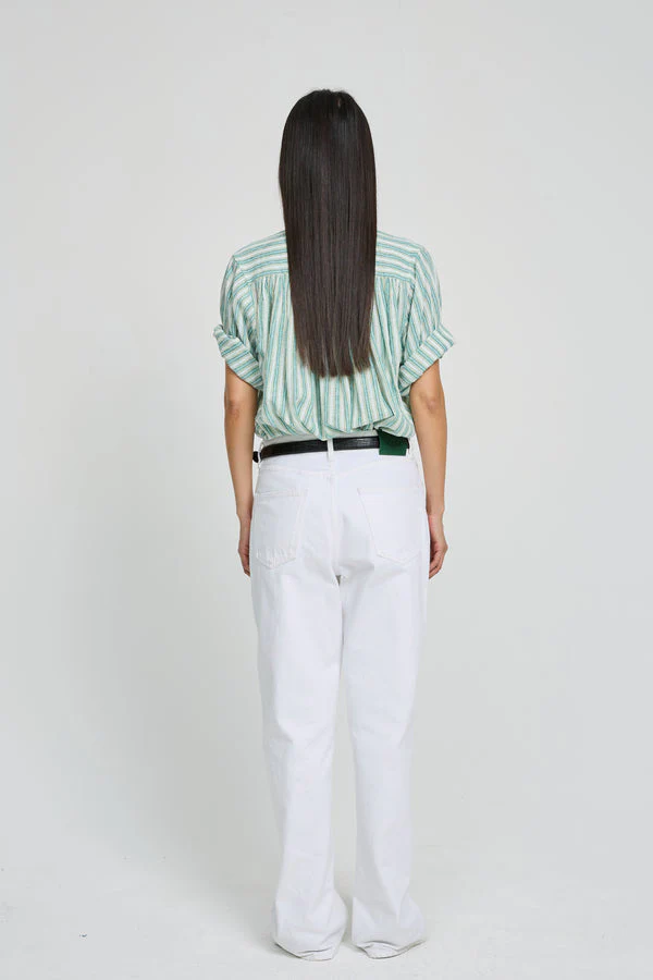 Laurence Bras | Dida Checkered Cotton Blouse - Blue, White & Green-Stripes - Image 5