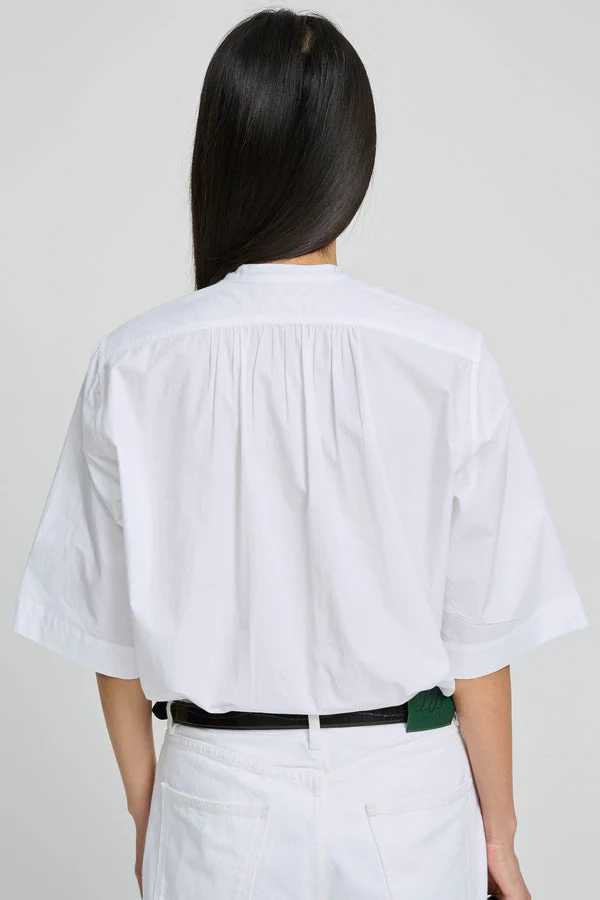 Laurence Bras | Magritashort Blouse - Cotton Mandarin Collar White - Image 3