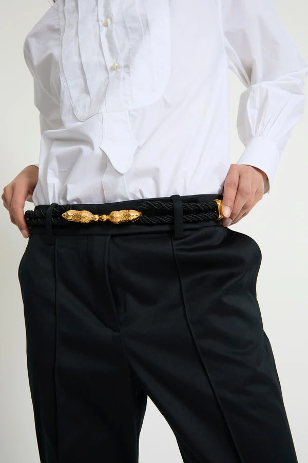 Laurence Bras | Pants Alger - Flared Trousers with Jeweled Button Black - Image 3