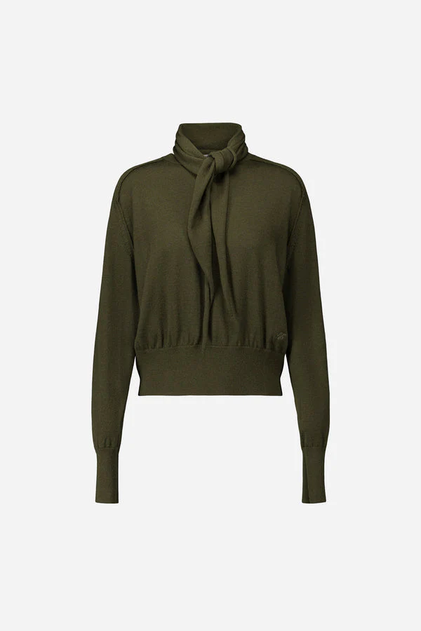 Laurence Bras | Pullover Cowboy - Merino Wool Knit with Scarf in Khaki - Image 4