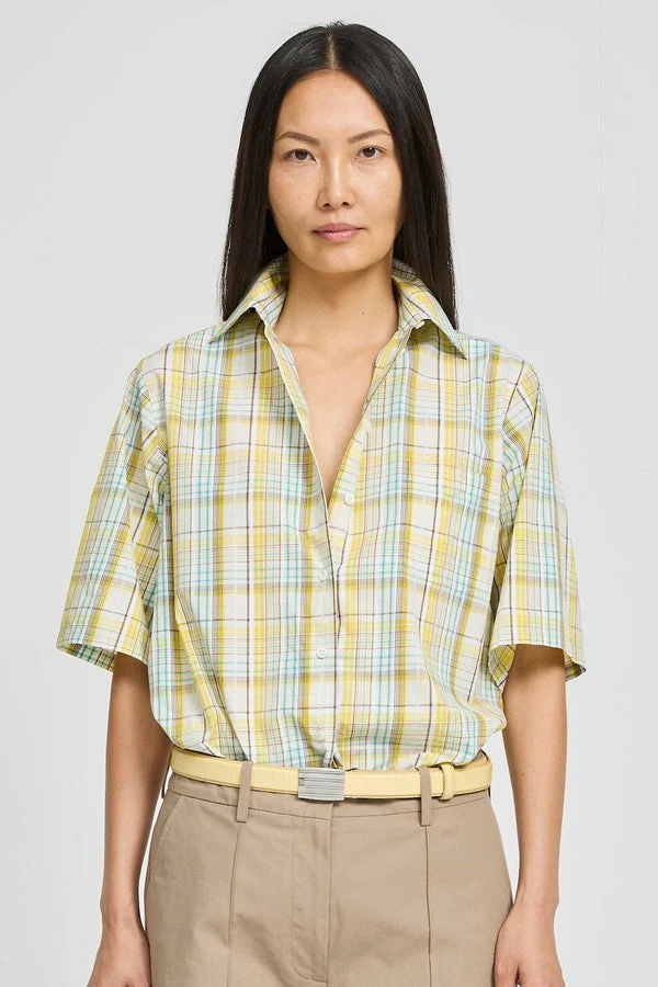Laurence Bras | Shirt Costi Oversized Checked Cotton Yellow-Checks
