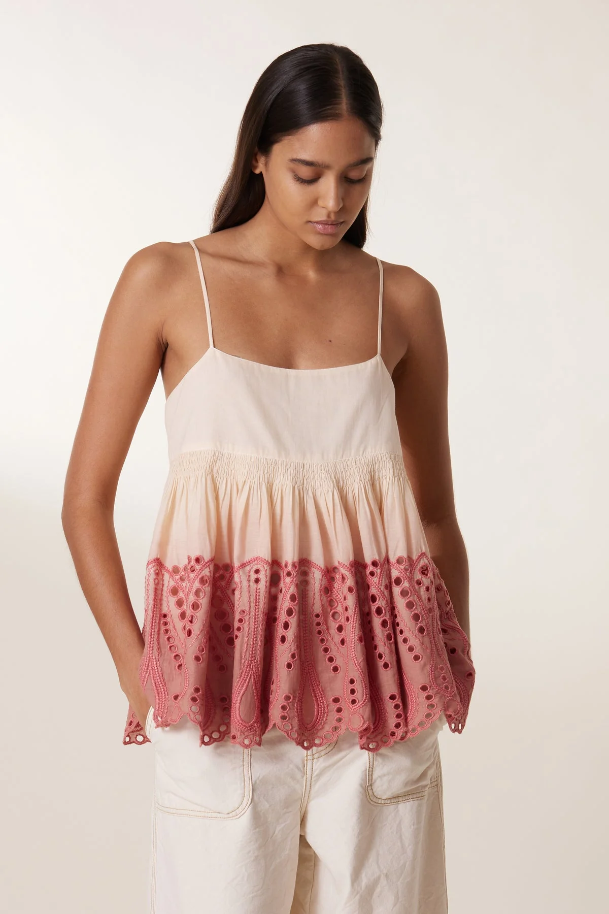 Leon & Harper | Cidji Tie-Dye Cotton Blouse - Coral - Image 2