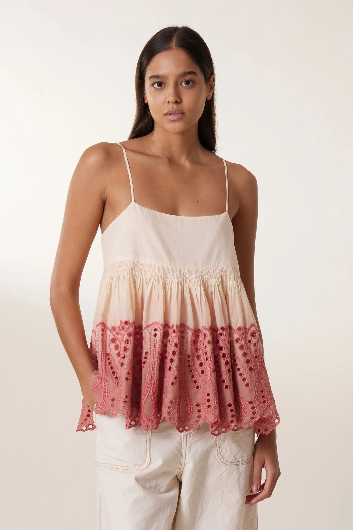 Leon & Harper | Cidji Tie-Dye Cotton Blouse - Coral - Image 6