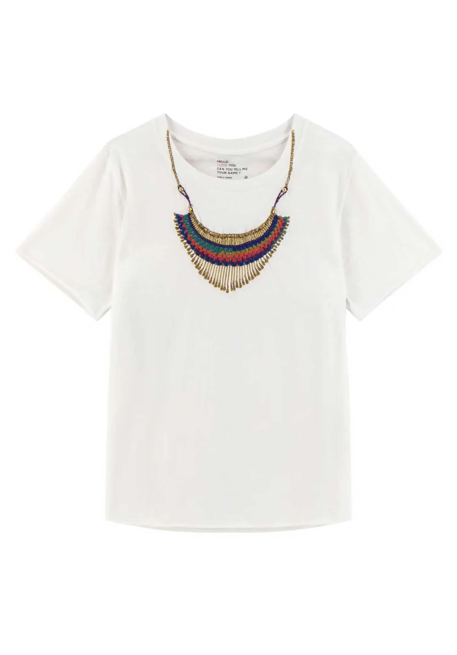 Leon & Harper | Toro Collier T-Shirt - Appliqué Neckline White - Image 5