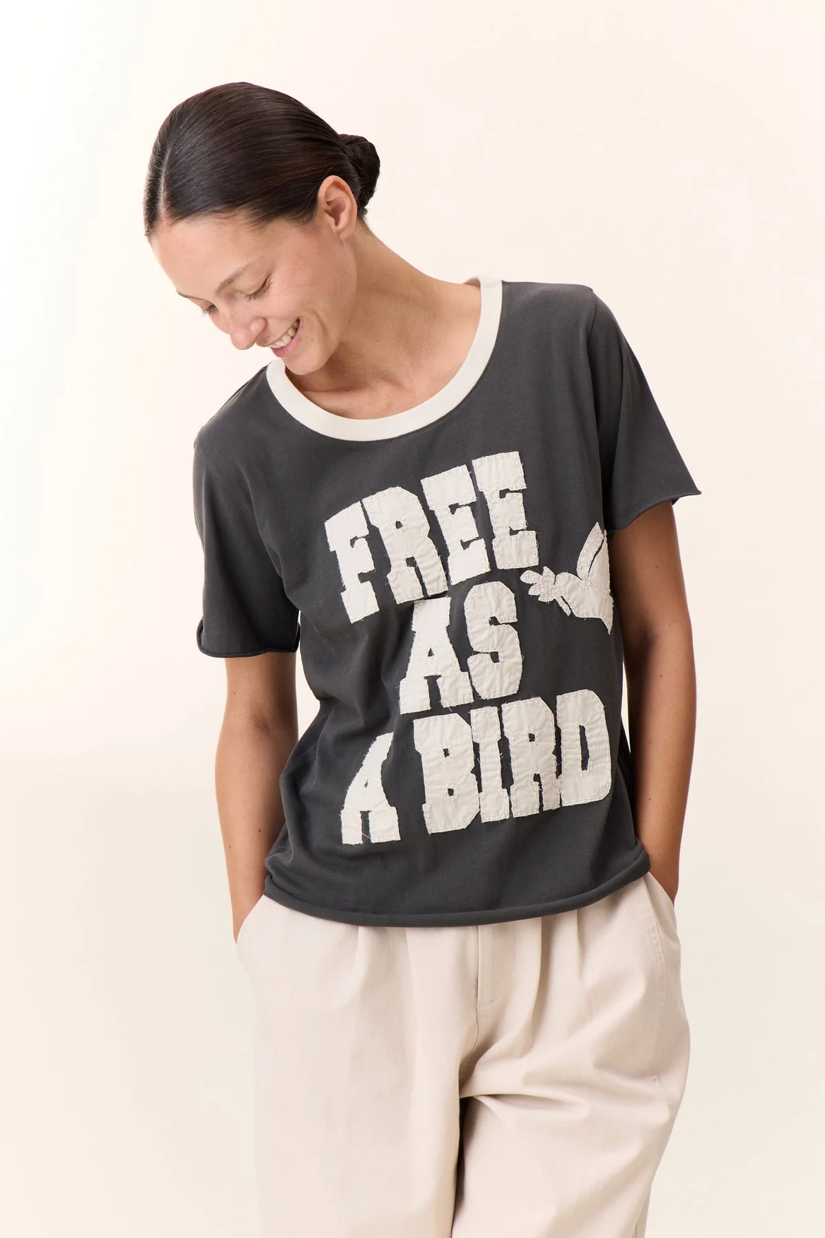 Leon & Harper | Toro Bird Organic Cotton T-Shirt - Carbon Carbone - Image 2
