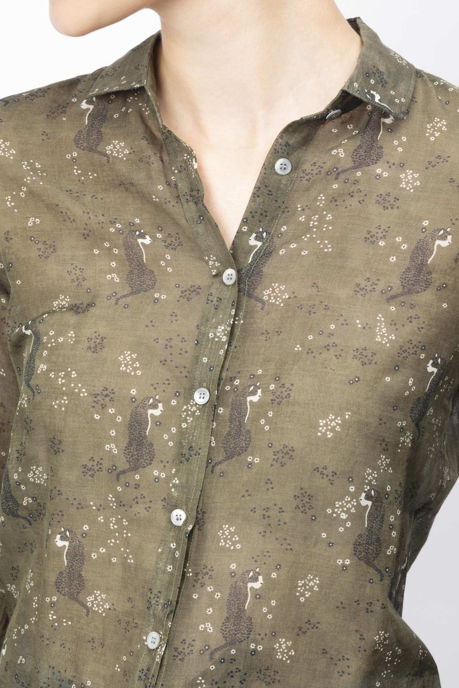 Hartford | Leopard Printed Classic Shirt - Crisp Cotton Poplin - Image 4