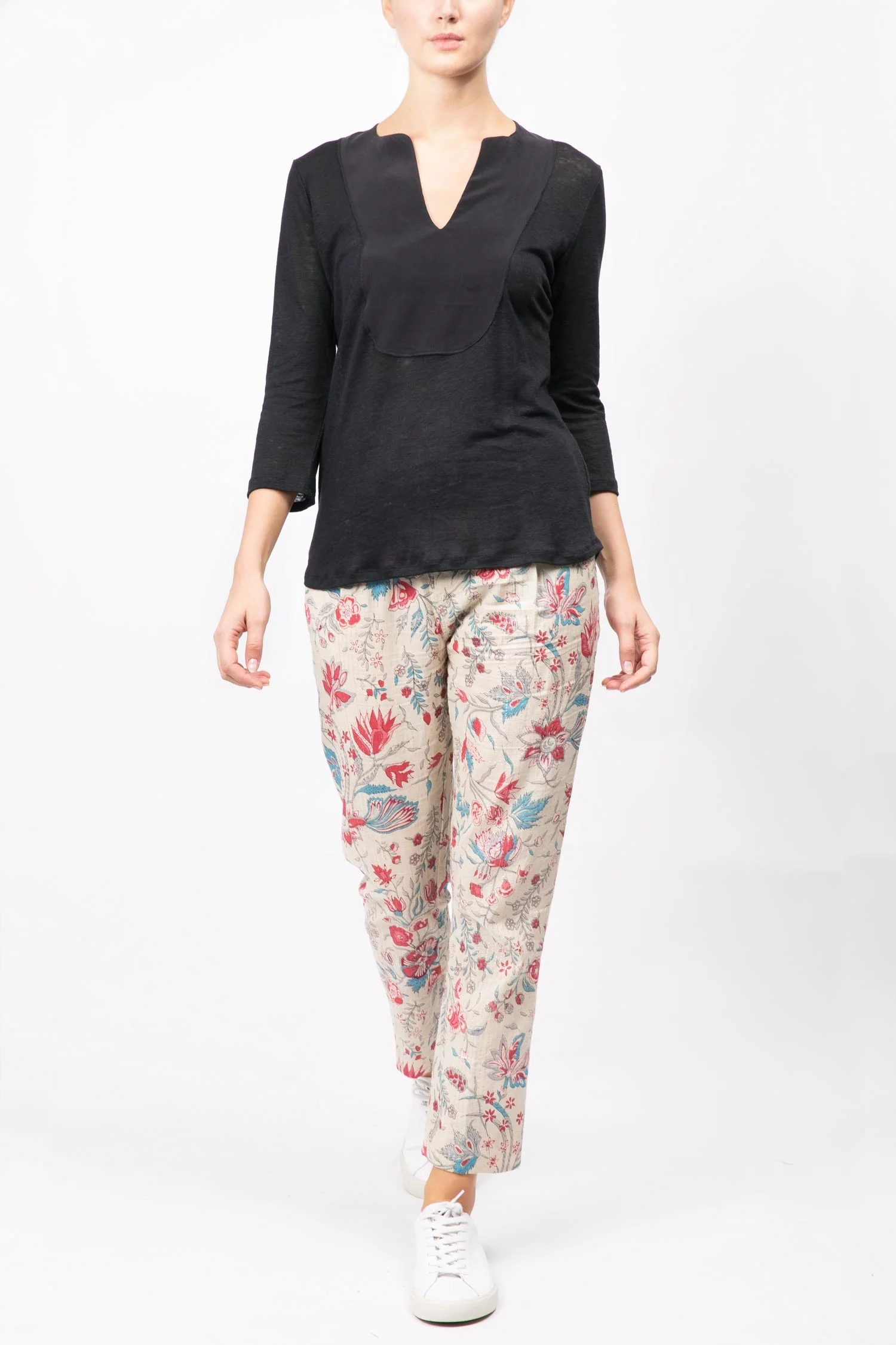 Majestic | Linen Top with Silk Contrast Panel - Image 4