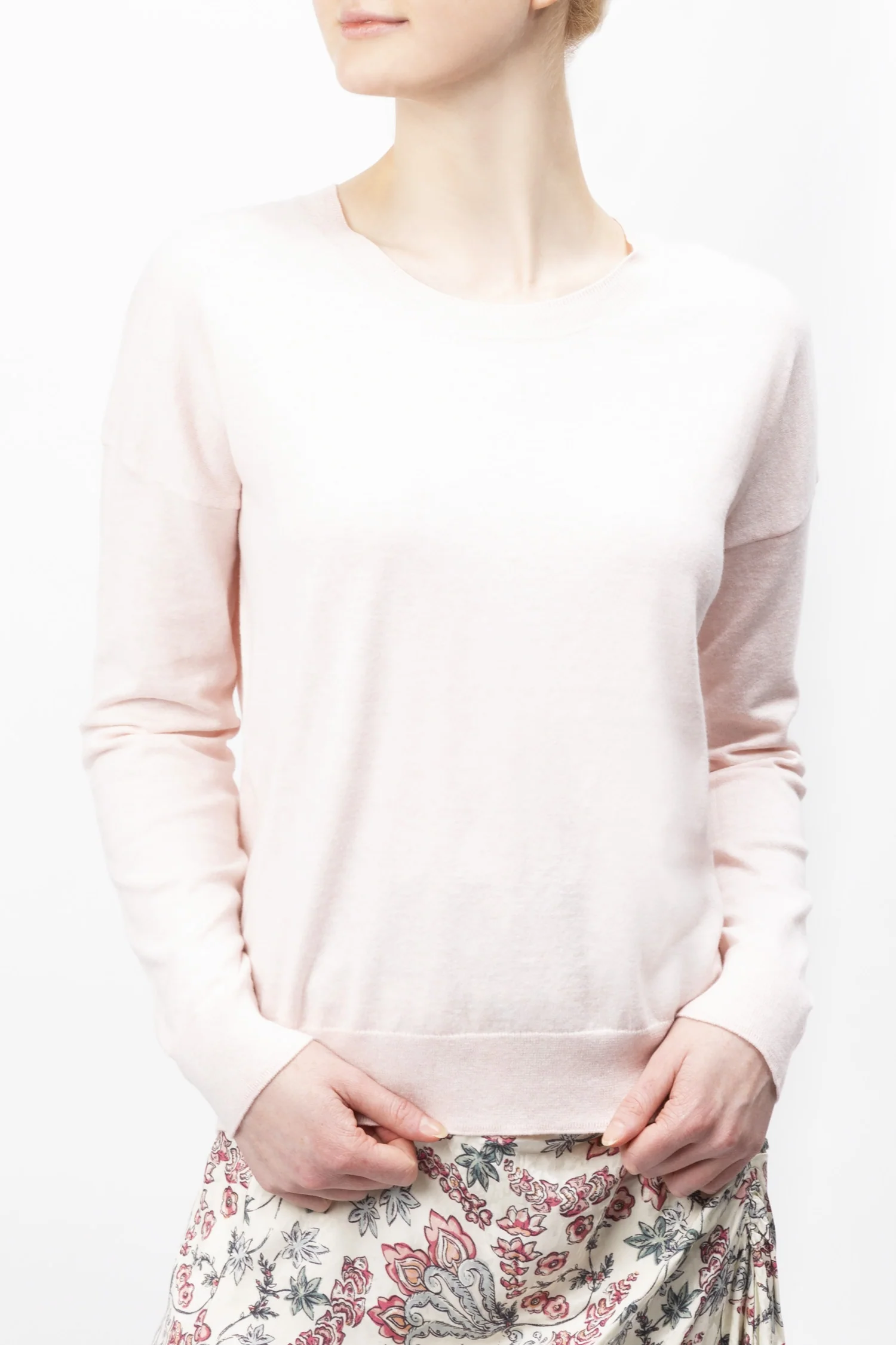 Berenice | Long-Sleeved Cotton Cashmere Blend Sweater - Beige - Image 3