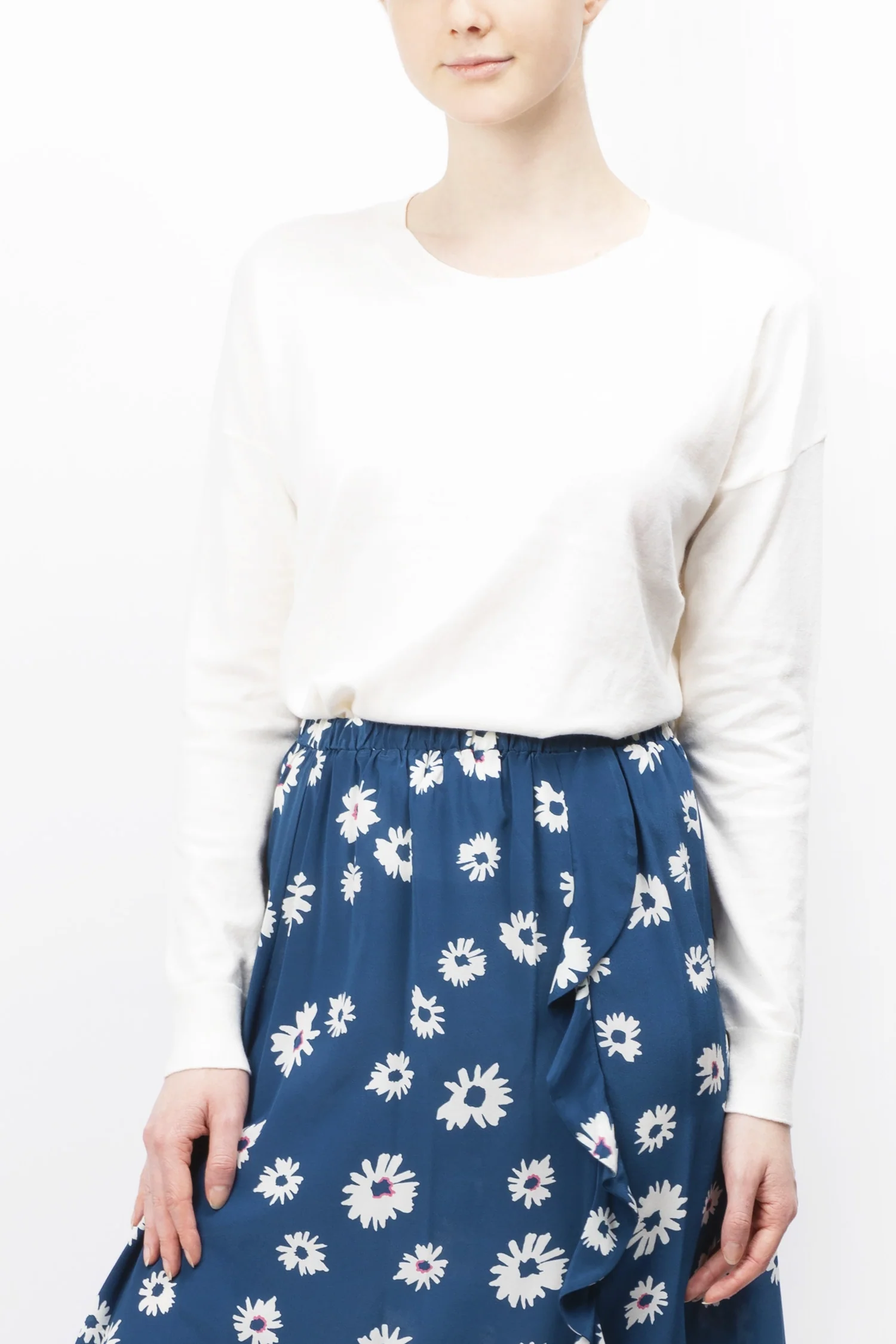 Berenice | Long-Sleeved Cotton Cashmere Blend Sweater - Beige - Image 8