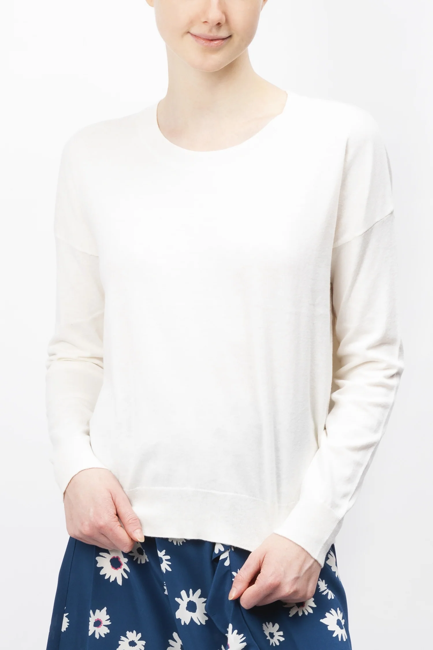 Berenice | Long-Sleeved Cotton Cashmere Blend Sweater - Beige - Image 9