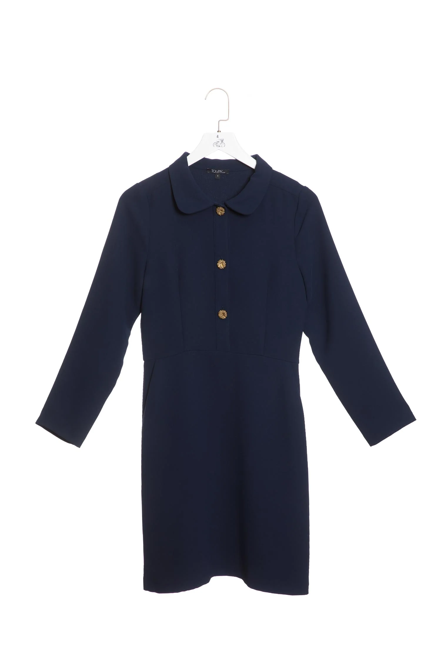 Toupy | Desire Long-sleeved Fitted Dress - Gold Button Detail - Image 6
