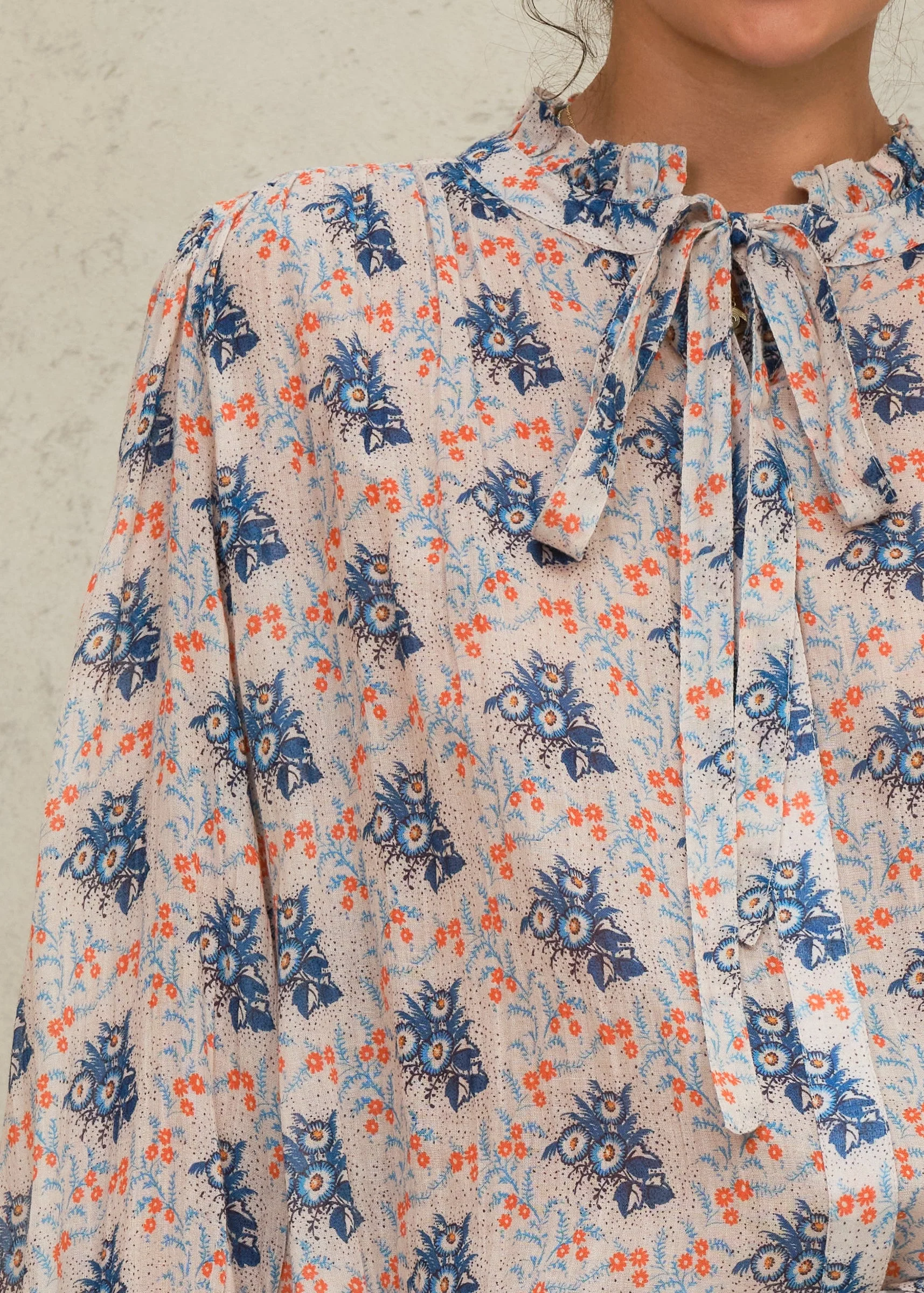 Mabe | Aster Floral Cotton Blouse with Peter Pan Collar Multi - Image 3