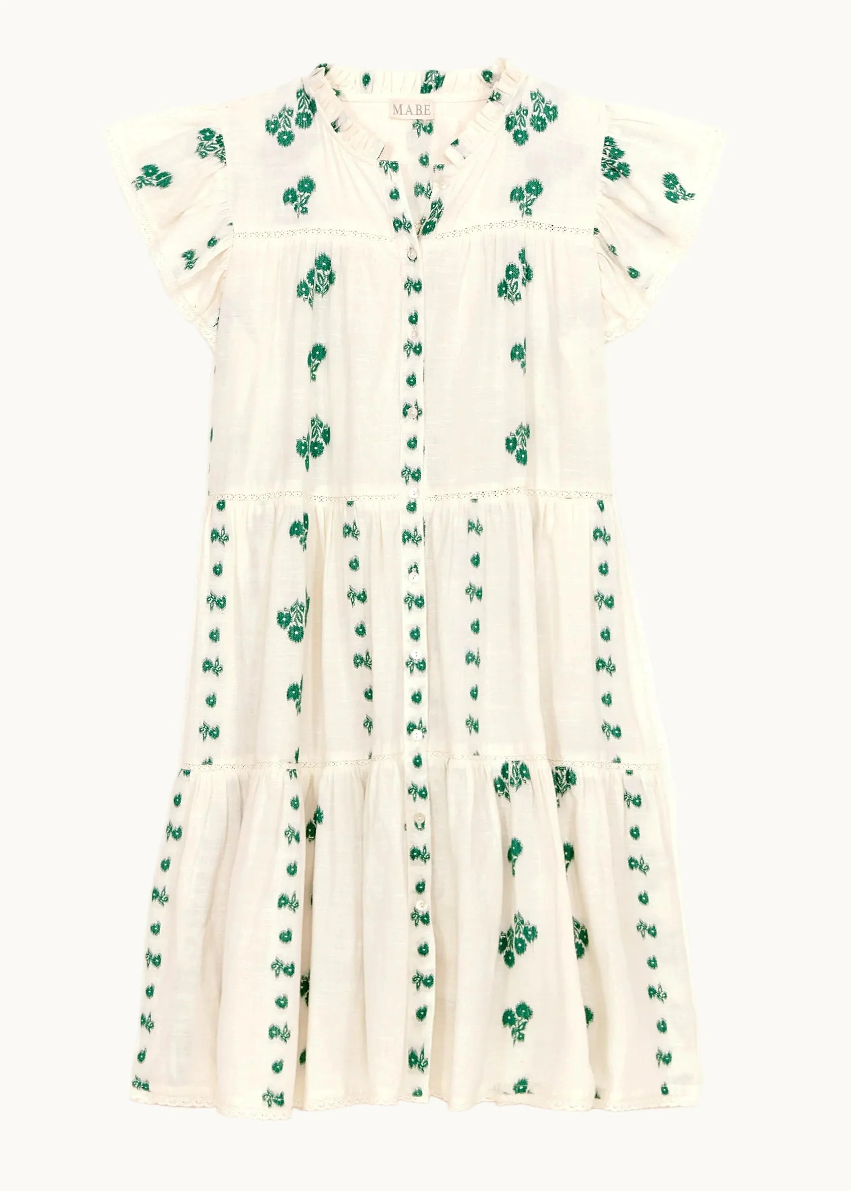 Mabe | Iris Frill Tiered Sundress - Floral Cotton Green - Image 4