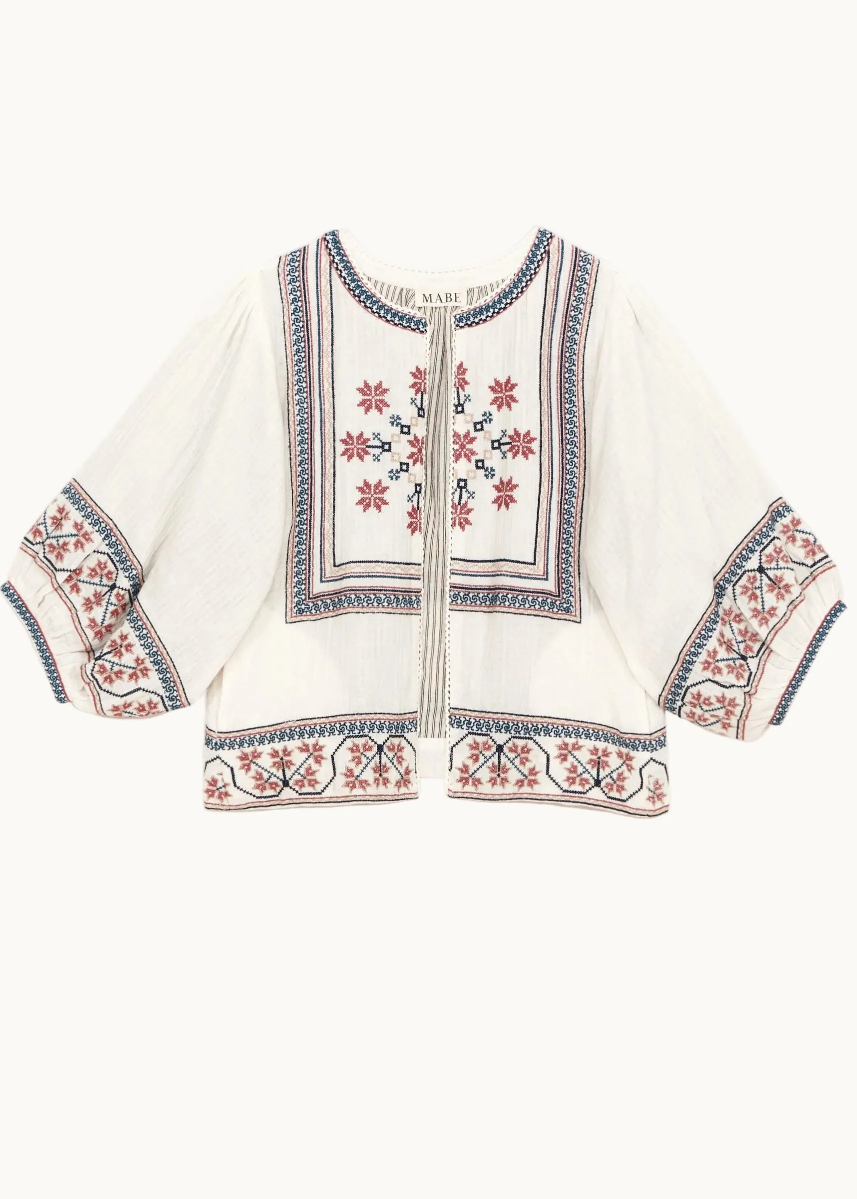 Mabe | Calista Embroidered Cotton Jacket - Soft Multi Ecru-Multi - Image 6