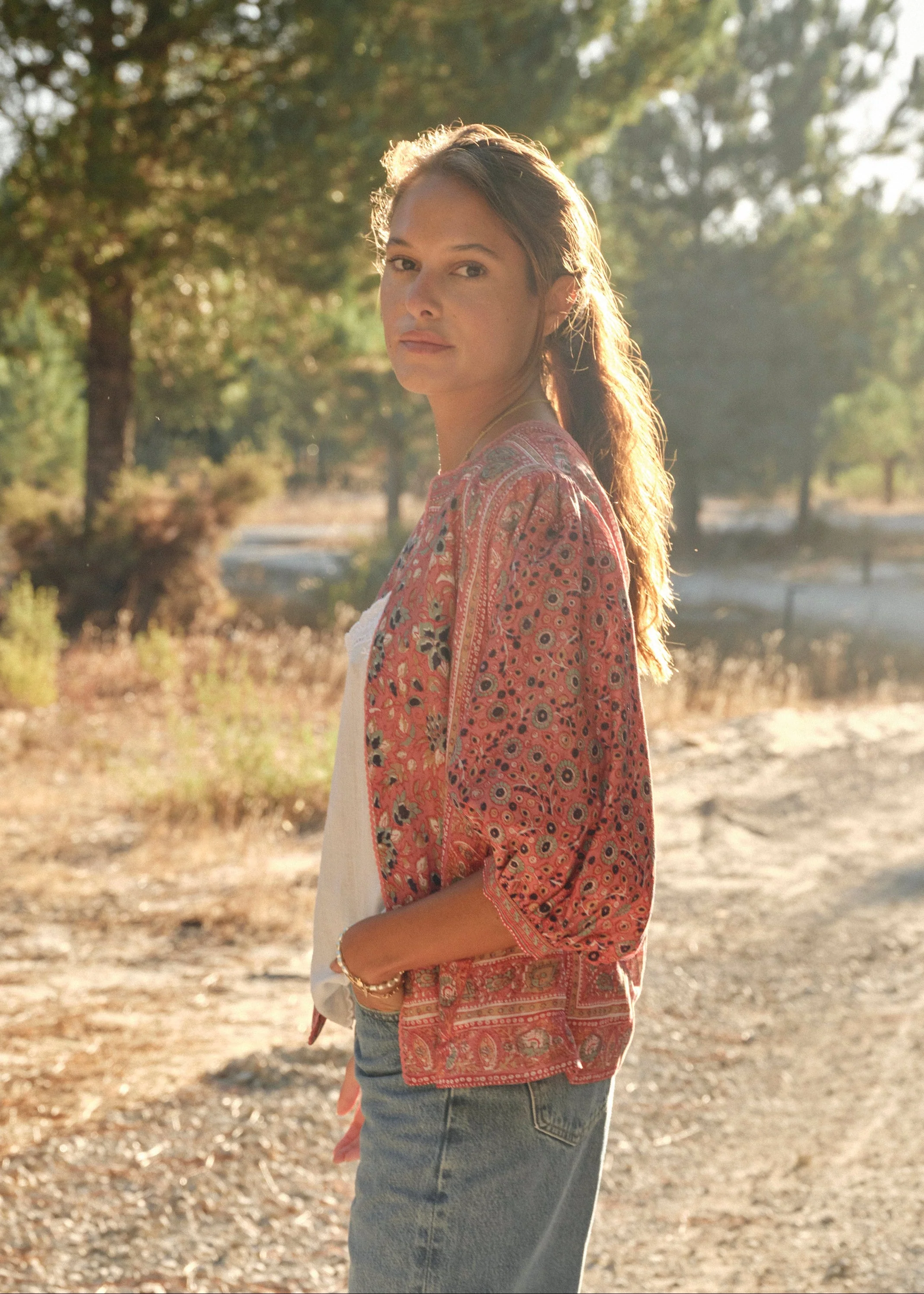 Mabe | Darla Floral Print Jacket - Cotton-Silk Rose-Multi - Image 2