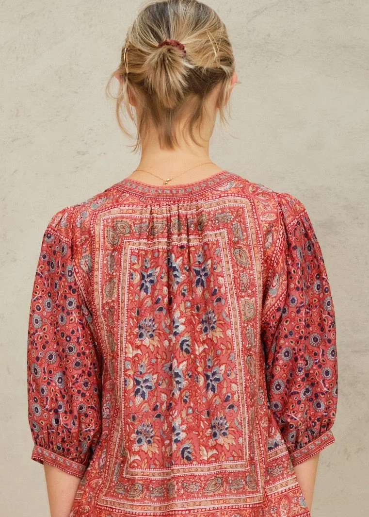 Mabe | Darla Floral Print Jacket - Cotton-Silk Rose-Multi - Image 3