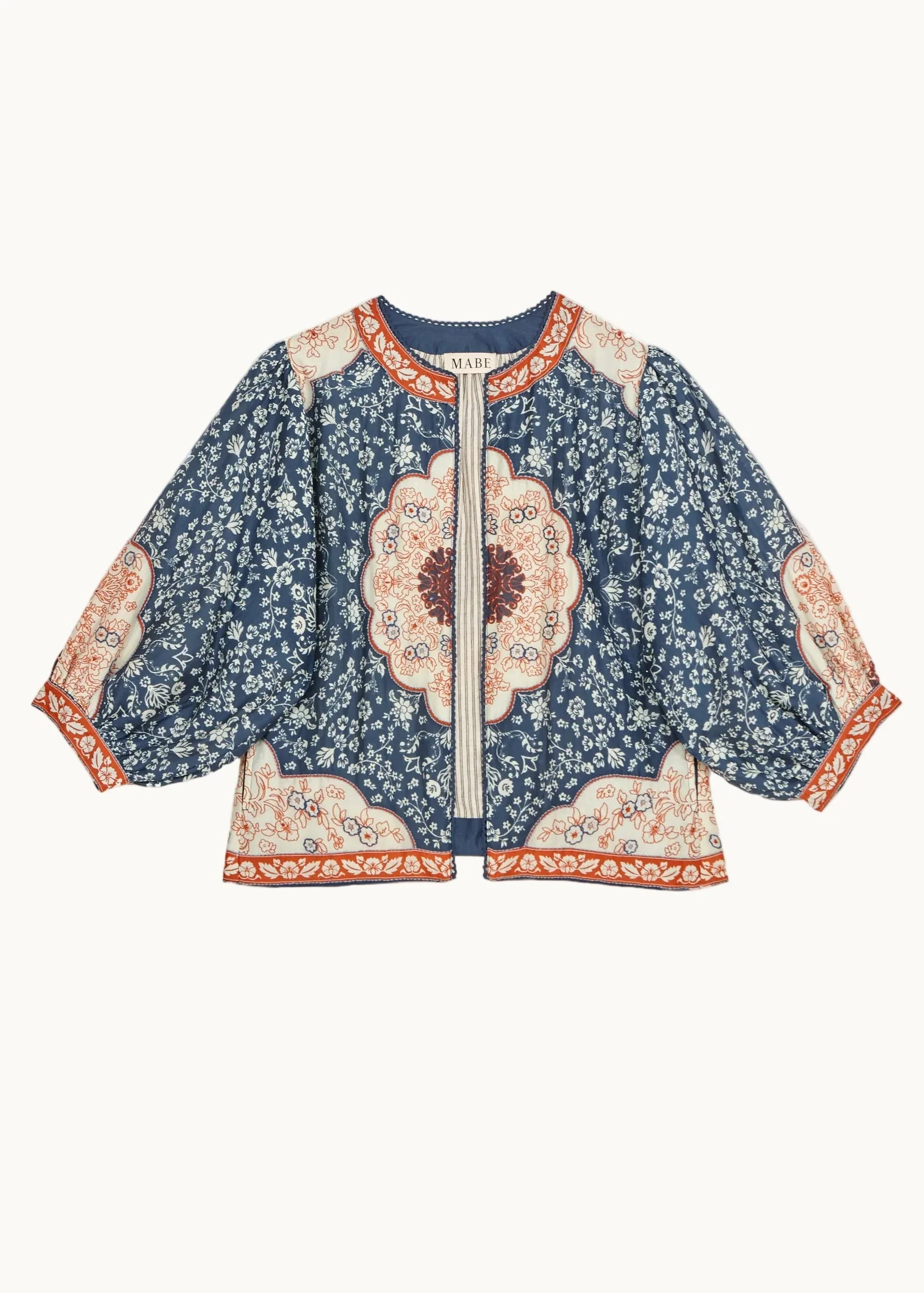 Mabe | Ursa Embroidered Jacket - Floral Indigo-Ecru
