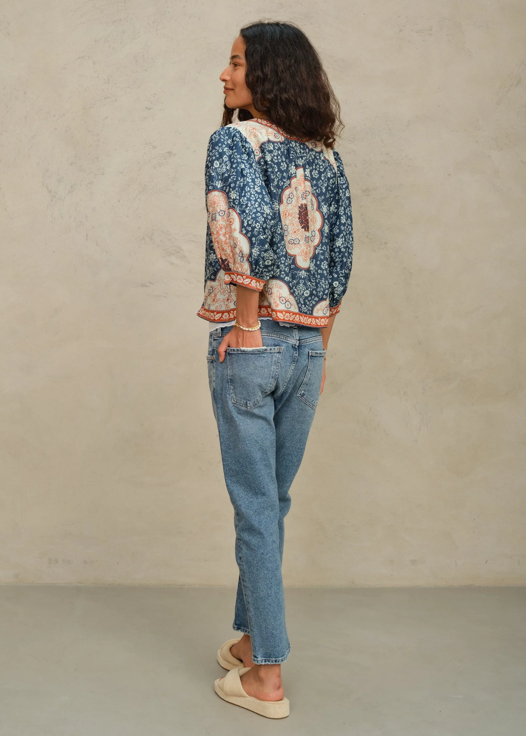 Mabe | Ursa Embroidered Jacket - Floral Indigo-Ecru - Image 5