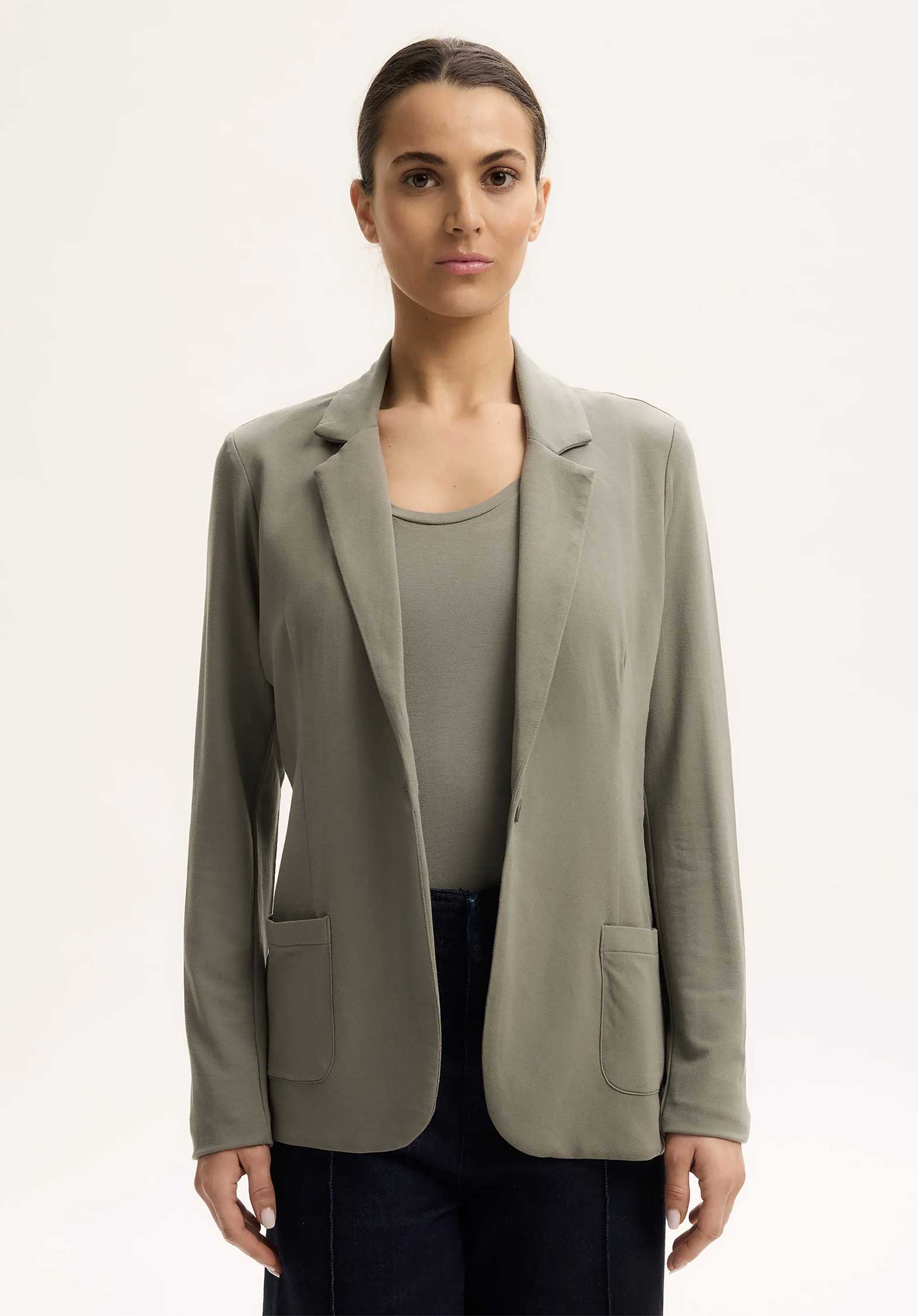Majestic | Single-Breasted Viscose Jacket - Kaki Green Kaki-Army - Image 4