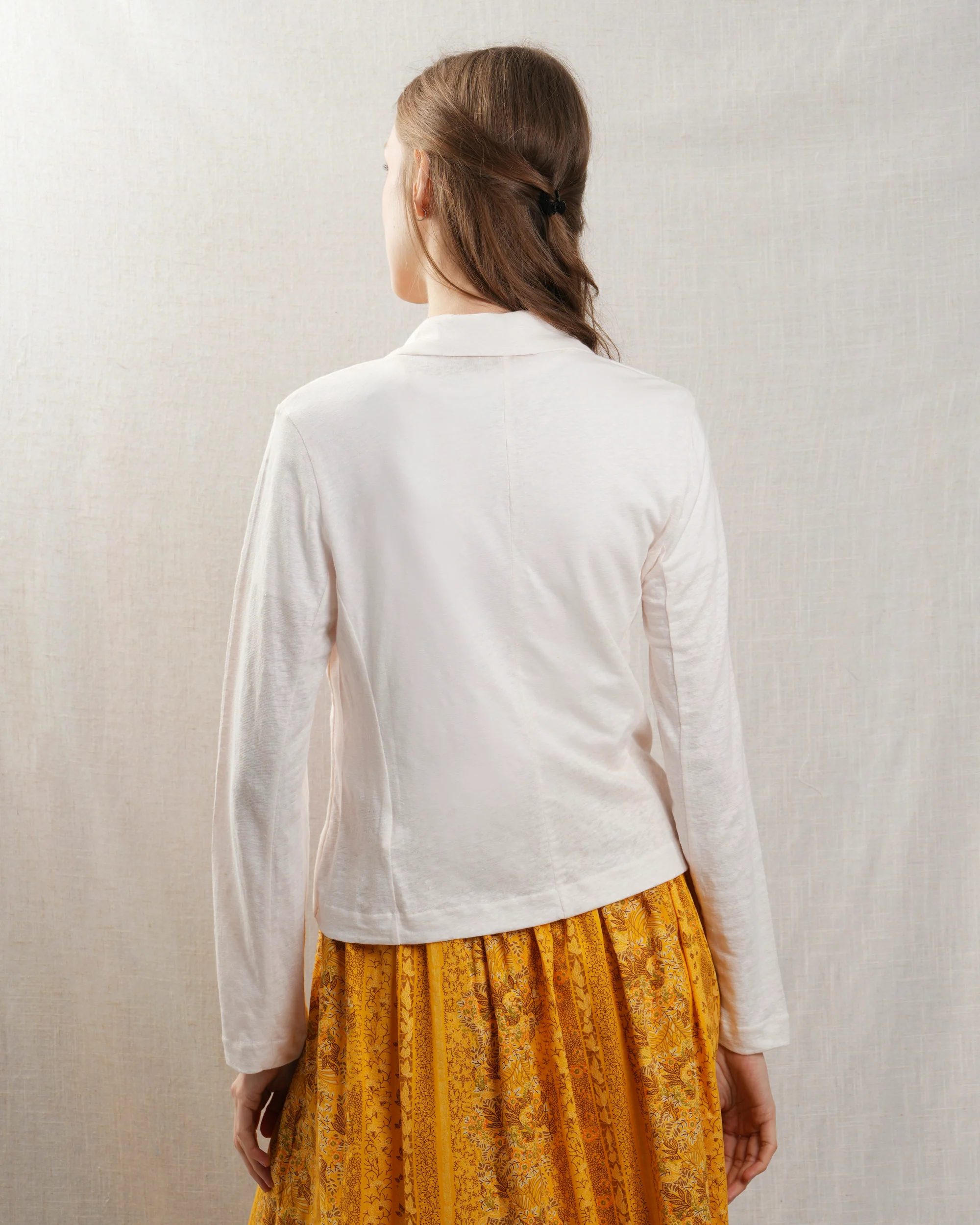 Women's Long Sleeve Tee Soft Touch Knit Blend - Cream - Image 2