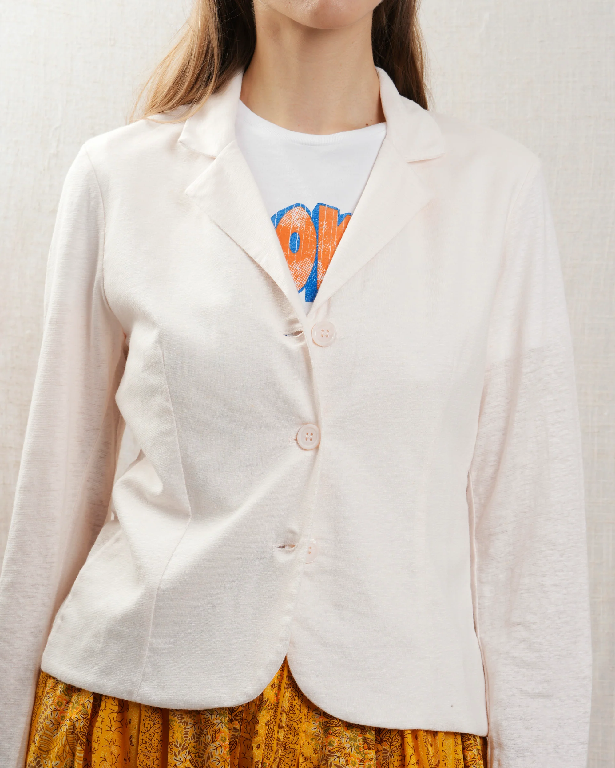 Women's Long Sleeve Tee Soft Touch Knit Blend - Cream - Image 3