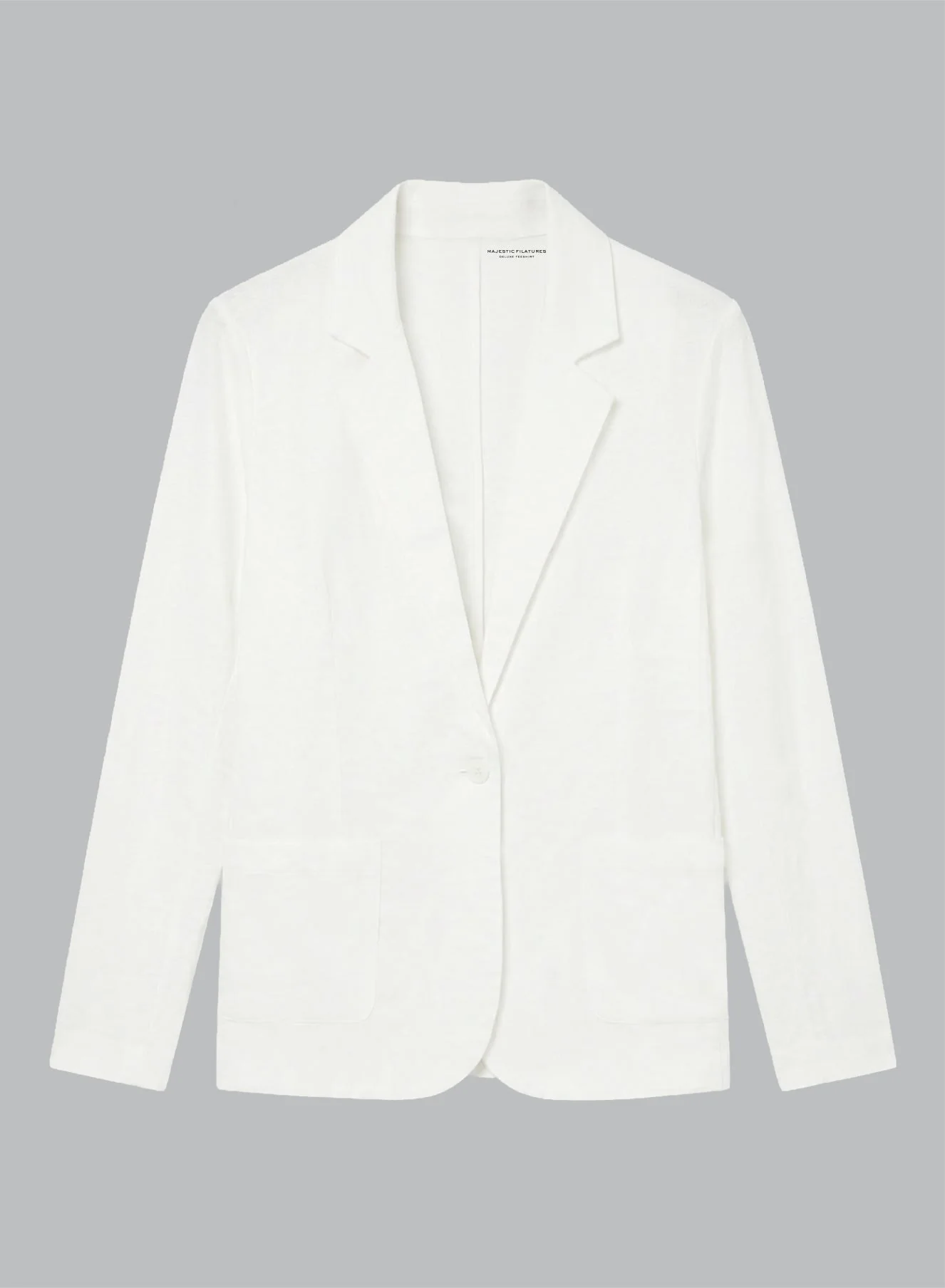 Majestic | One-Button Fitted Blazer in White French Terry - Image 7