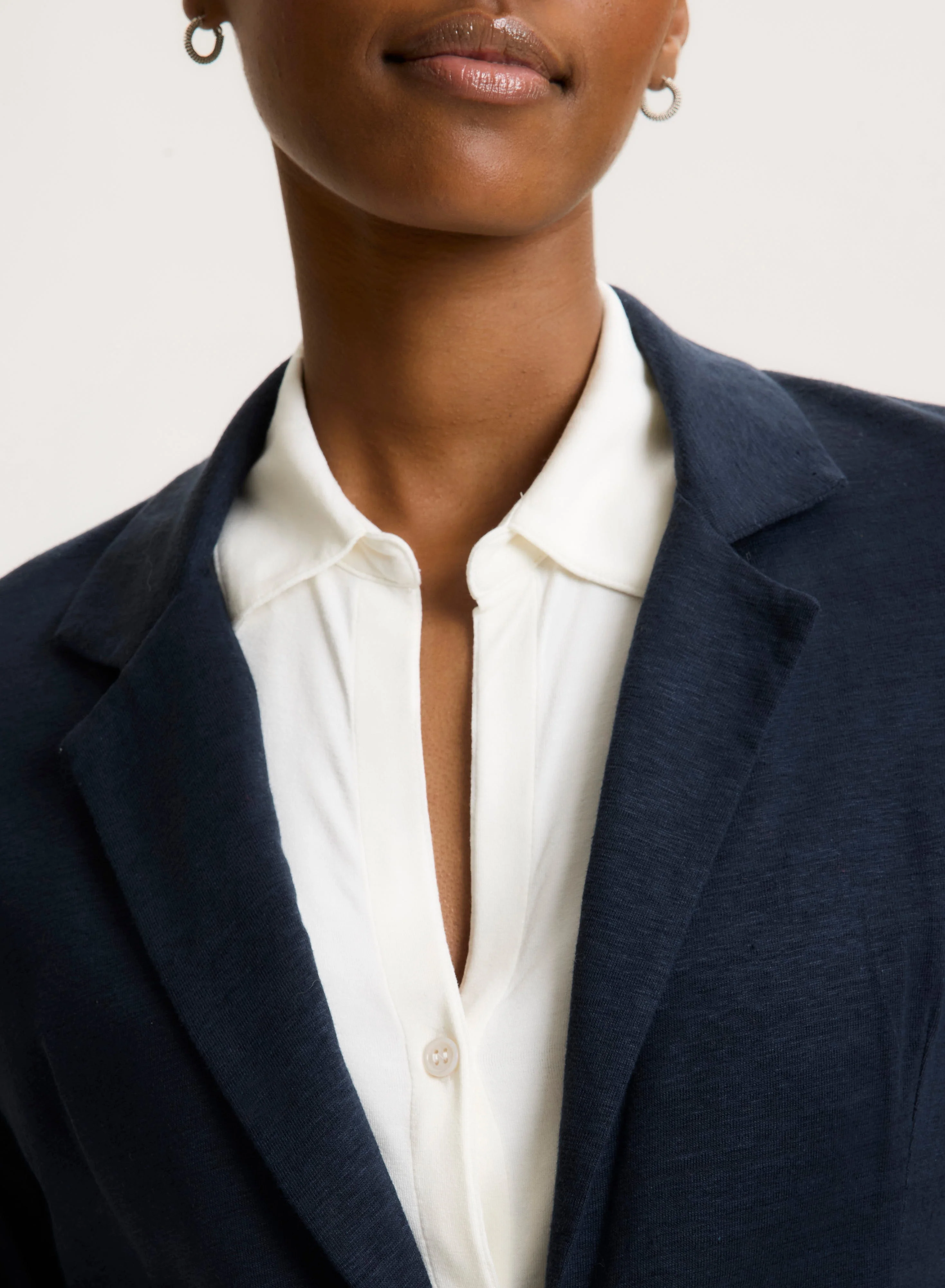 Majestic | One-Button French Terry Blazer - Marine - Image 9