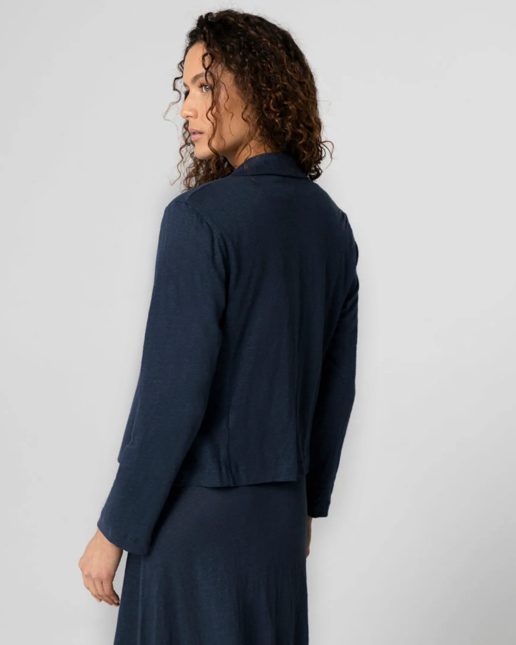 Majestic | Tailored Cotton-Blend 3-Button Jacket - Marine - Image 5